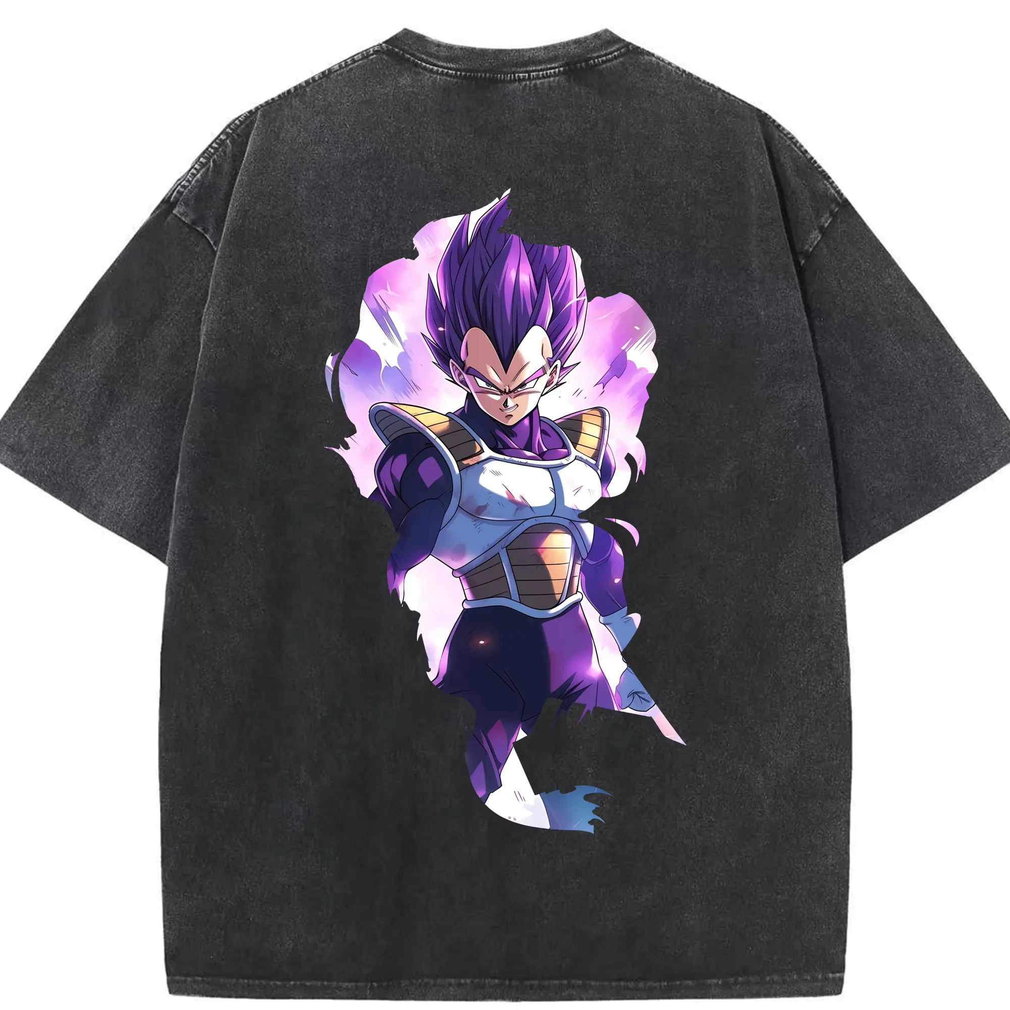 ドラゴンボール グッズ ベジータ - 綿100％ ヴィンテージ風 半袖Tシャツ ・ 背面プリント ・ 柔らか肌触り ・ 通気性 快適 ・ スポーツ カジュアル 外出用