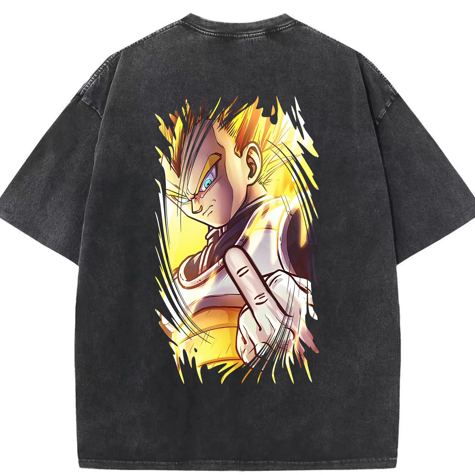 ドラゴンボール グッズ ベジータ - 綿100％ ヴィンテージ風 半袖Tシャツ ・ 背面プリント ・ 柔らか肌触り ・ 通気性 快適 ・ スポーツ カジュアル 外出用