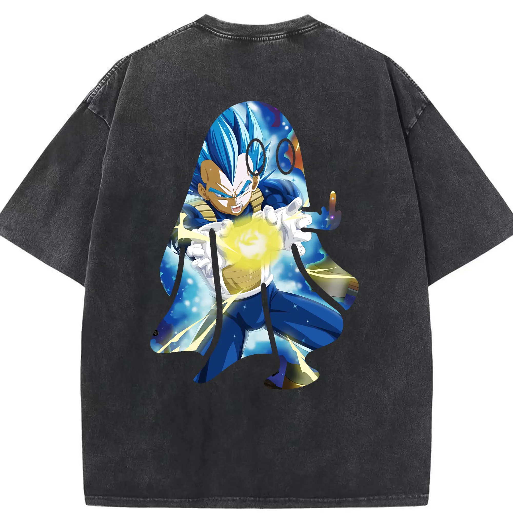 ドラゴンボール グッズ ベジータ - 綿100％ ヴィンテージ風 半袖Tシャツ ・ 背面プリント ・ 柔らか肌触り ・ 通気性 快適 ・ スポーツ カジュアル 外出用