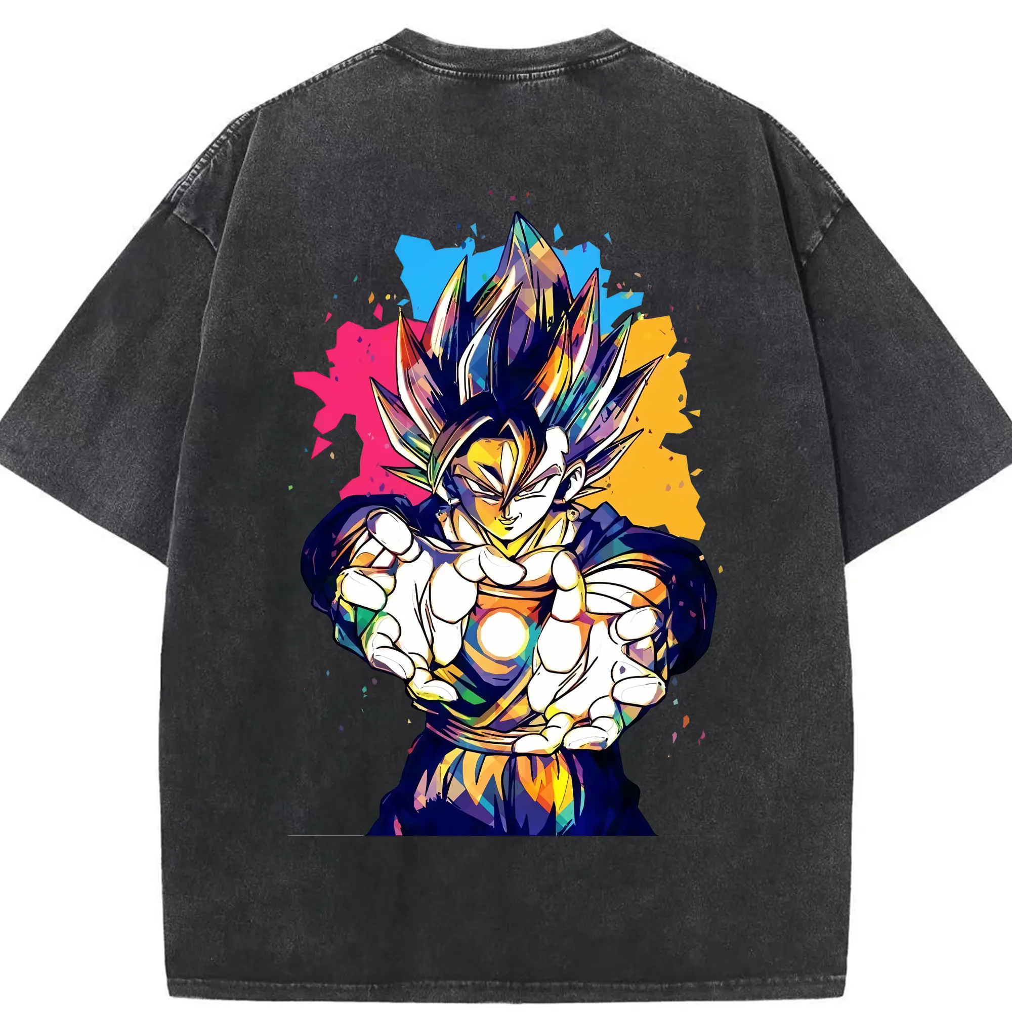 ドラゴンボール グッズ ベジータ - 綿100％ ヴィンテージ風 半袖Tシャツ ・ 背面プリント ・ 柔らか肌触り ・ 通気性 快適 ・ スポーツ カジュアル 外出用