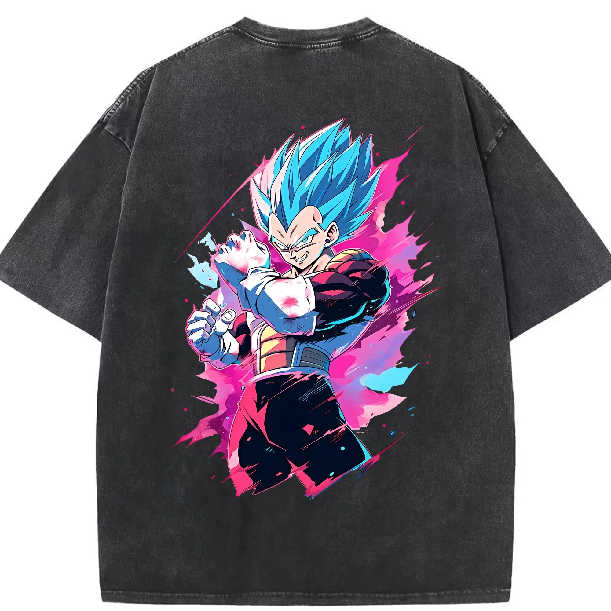 ドラゴンボール グッズ ベジータ - 綿100％ ヴィンテージ風 半袖Tシャツ ・ 背面プリント ・ 柔らか肌触り ・ 通気性 快適 ・ スポーツ カジュアル 外出用