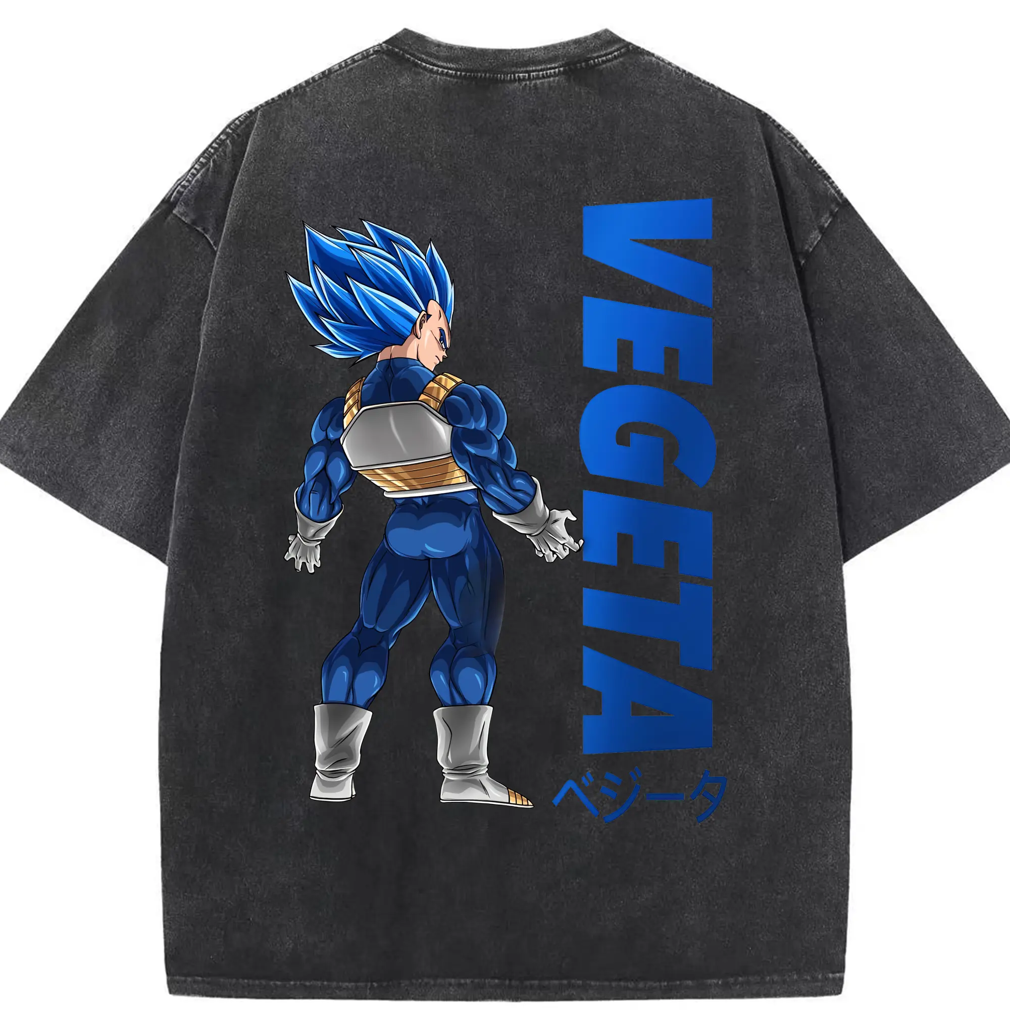 ドラゴンボール グッズ ベジータ - 綿100％ ヴィンテージ風 半袖Tシャツ ・ 背面プリント ・ 柔らか肌触り ・ 通気性 快適 ・ スポーツ カジュアル 外出用