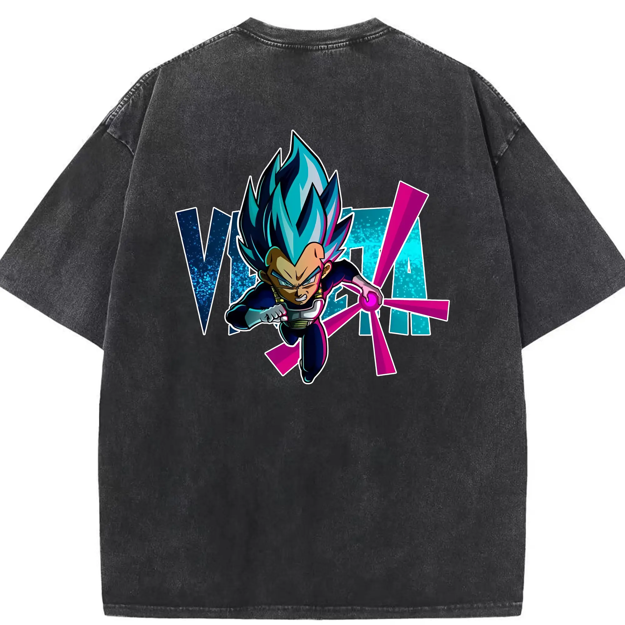 ドラゴンボール グッズ ベジータ - 綿100％ ヴィンテージ風 半袖Tシャツ ・ 背面プリント ・ 柔らか肌触り ・ 通気性 快適 ・ スポーツ カジュアル 外出用