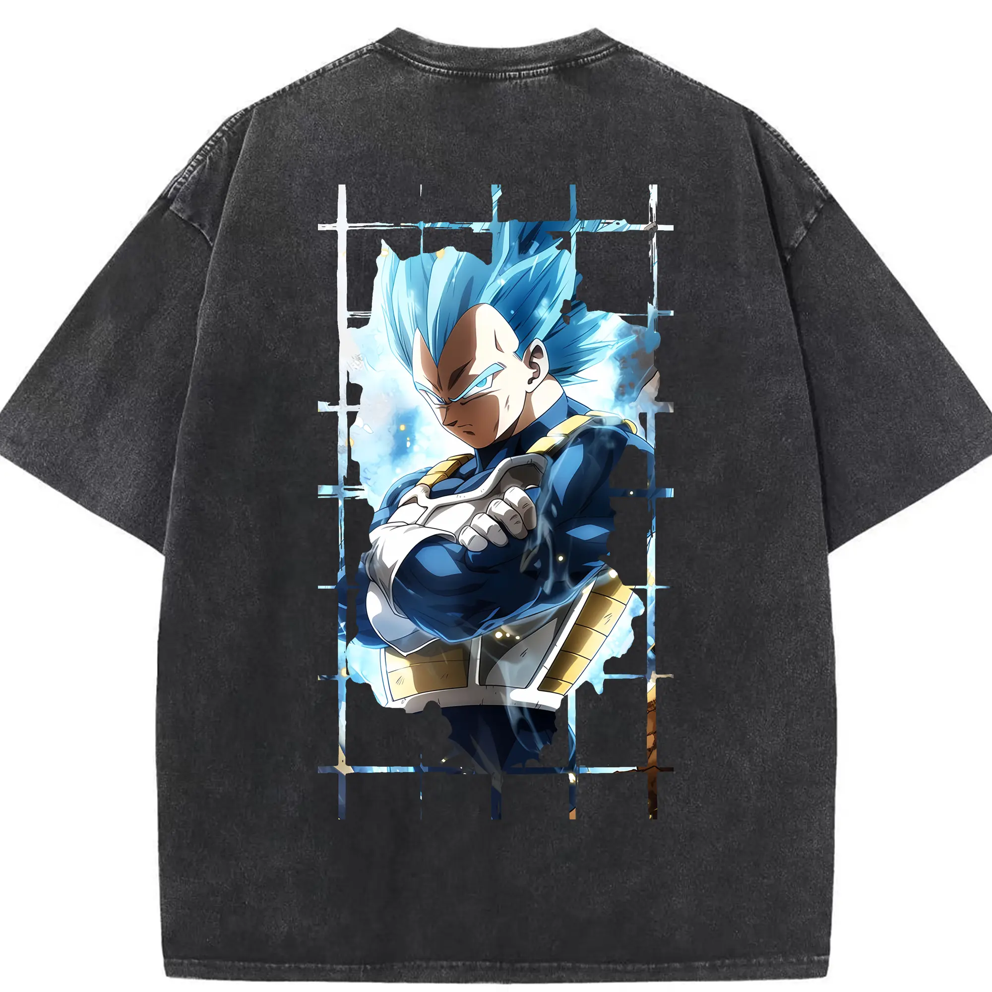 ドラゴンボール グッズ ベジータ - 綿100％ ヴィンテージ風 半袖Tシャツ ・ 背面プリント ・ 柔らか肌触り ・ 通気性 快適 ・ スポーツ カジュアル 外出用