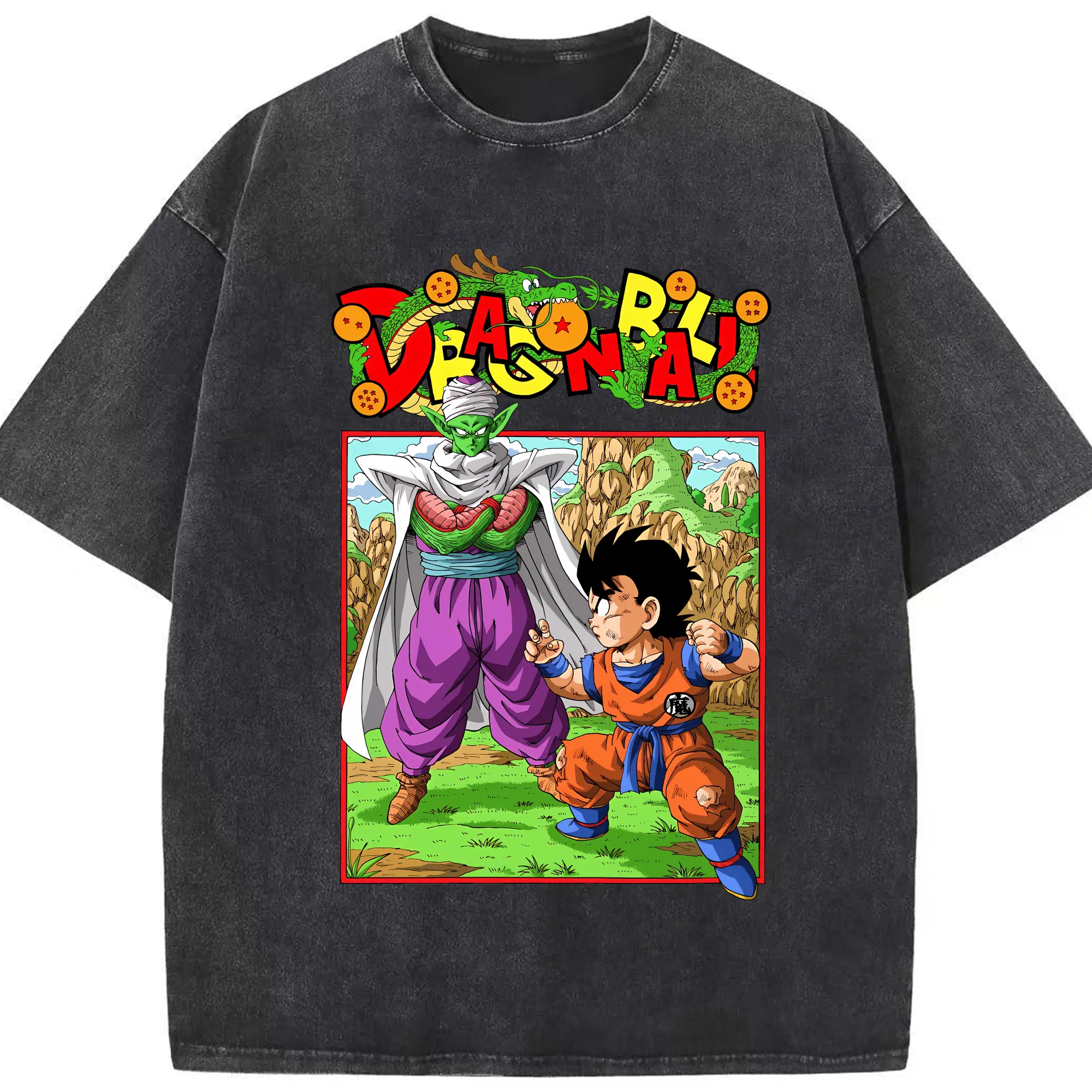 ドラゴンボール グッズ ピッコロ - 綿100％ ヴィンテージ風 半袖Tシャツ ・ フロントプリント ・ 柔らか肌触り ・ 通気性 快適 ・ スポーツ カジュアル 外出用