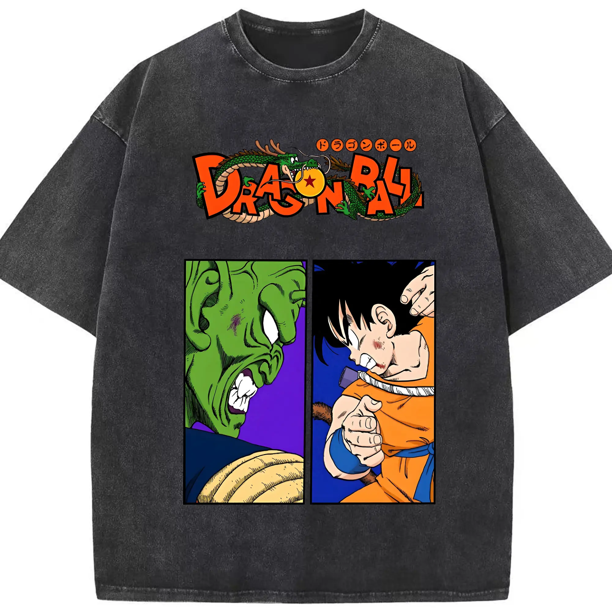 ドラゴンボール グッズ ピッコロ - 綿100％ ヴィンテージ風 半袖Tシャツ ・ フロントプリント ・ 柔らか肌触り ・ 通気性 快適 ・ スポーツ カジュアル 外出用
