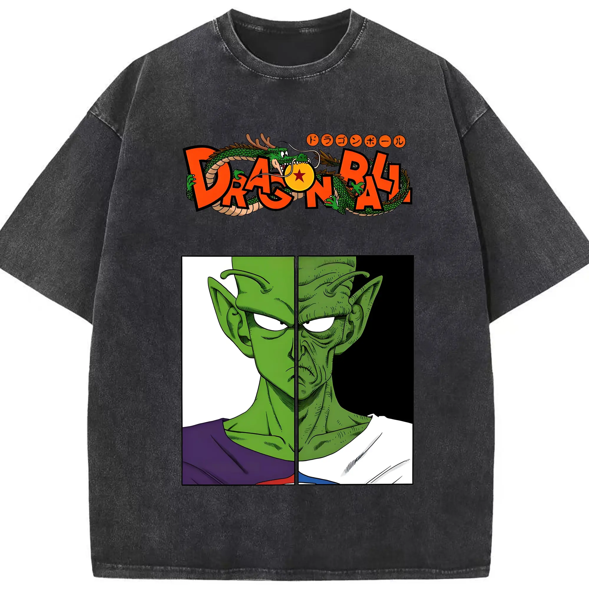 ドラゴンボール グッズ ピッコロ - 綿100％ ヴィンテージ風 半袖Tシャツ ・ フロントプリント ・ 柔らか肌触り ・ 通気性 快適 ・ スポーツ カジュアル 外出用