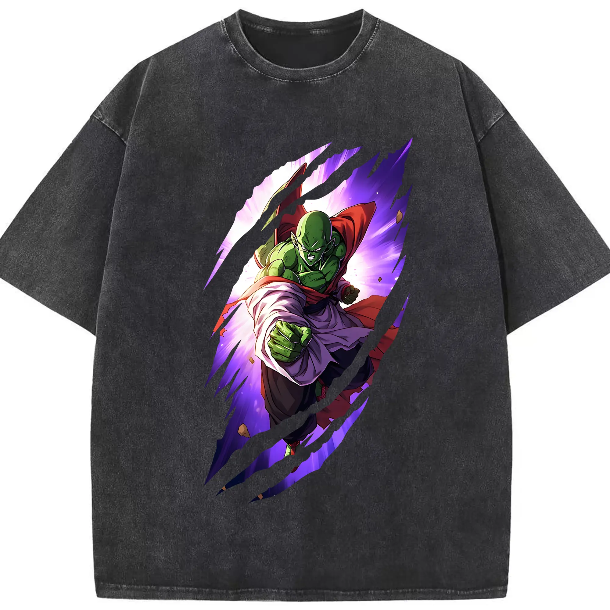 ドラゴンボール グッズ ピッコロ - 綿100％ ヴィンテージ風 半袖Tシャツ ・ フロントプリント ・ 柔らか肌触り ・ 通気性 快適 ・ スポーツ カジュアル 外出用