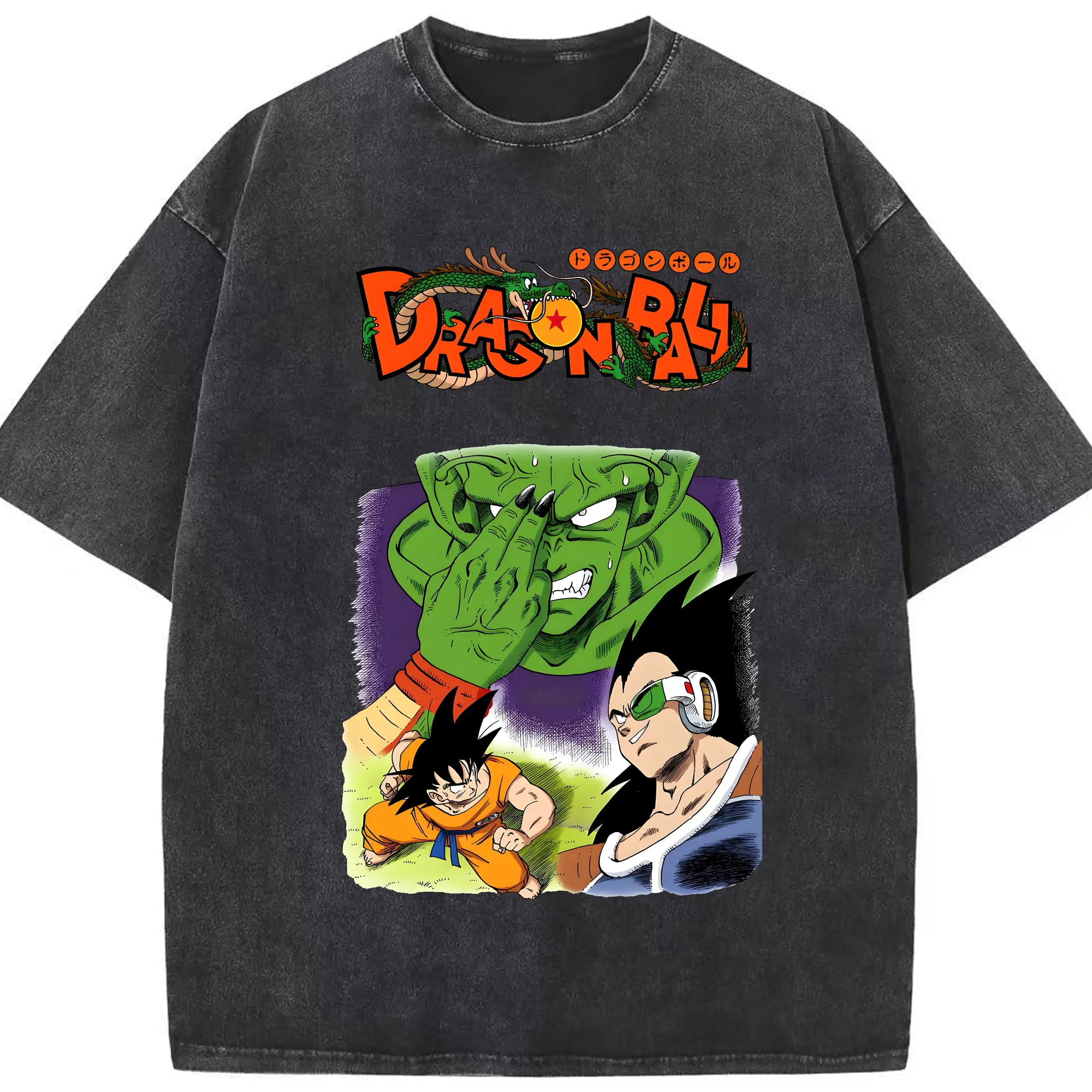 ドラゴンボール グッズ ピッコロ - 綿100％ ヴィンテージ風 半袖Tシャツ ・ フロントプリント ・ 柔らか肌触り ・ 通気性 快適 ・ スポーツ カジュアル 外出用