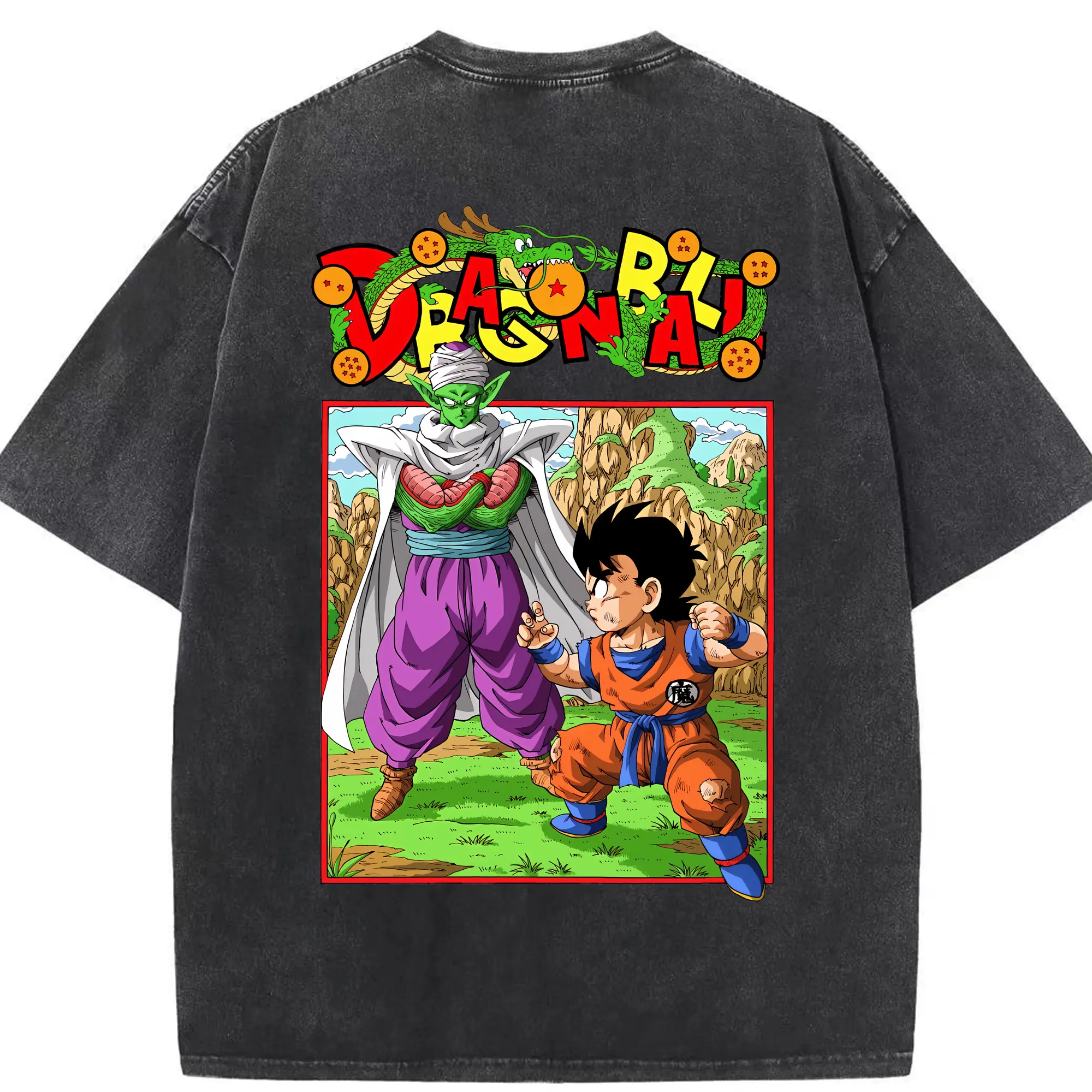 ドラゴンボール グッズ ピッコロ - 綿100％ ヴィンテージ風 半袖Tシャツ ・ 背面プリント ・ 柔らか肌触り ・ 通気性 快適 ・ スポーツ カジュアル 外出用