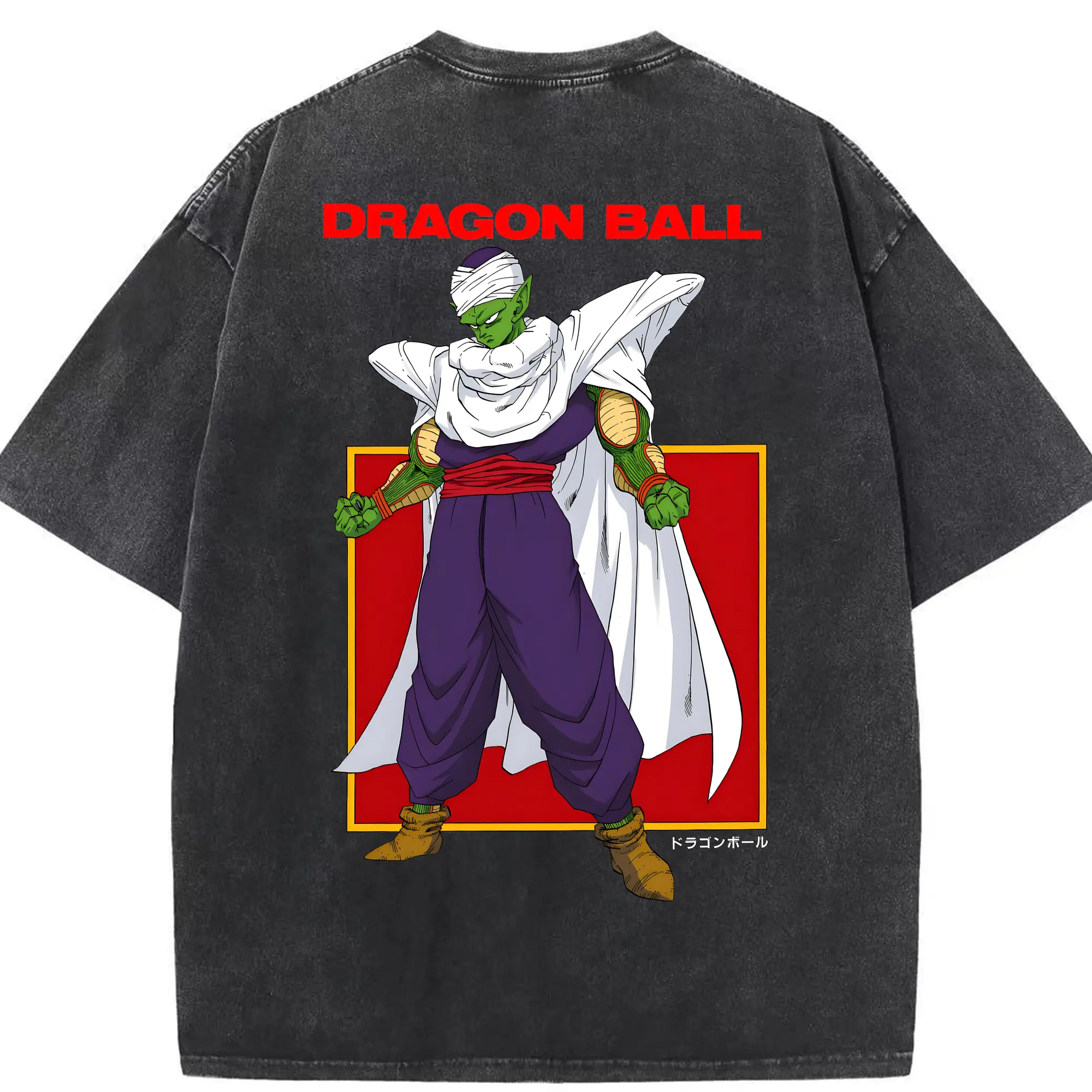ドラゴンボール グッズ ピッコロ - 綿100％ ヴィンテージ風 半袖Tシャツ ・ 背面プリント ・ 柔らか肌触り ・ 通気性 快適 ・ スポーツ カジュアル 外出用