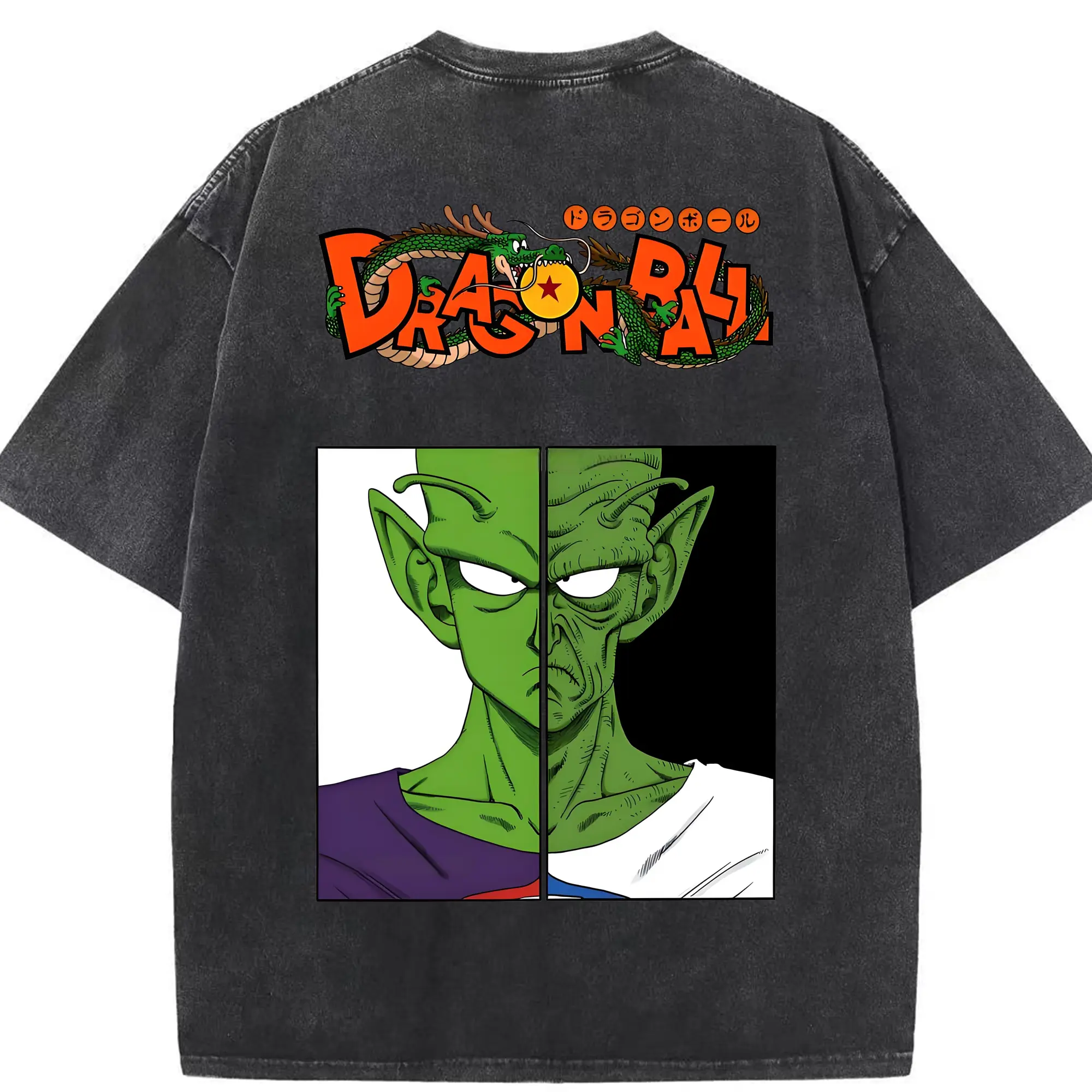 ドラゴンボール グッズ ピッコロ - 綿100％ ヴィンテージ風 半袖Tシャツ ・ 背面プリント ・ 柔らか肌触り ・ 通気性 快適 ・ スポーツ カジュアル 外出用