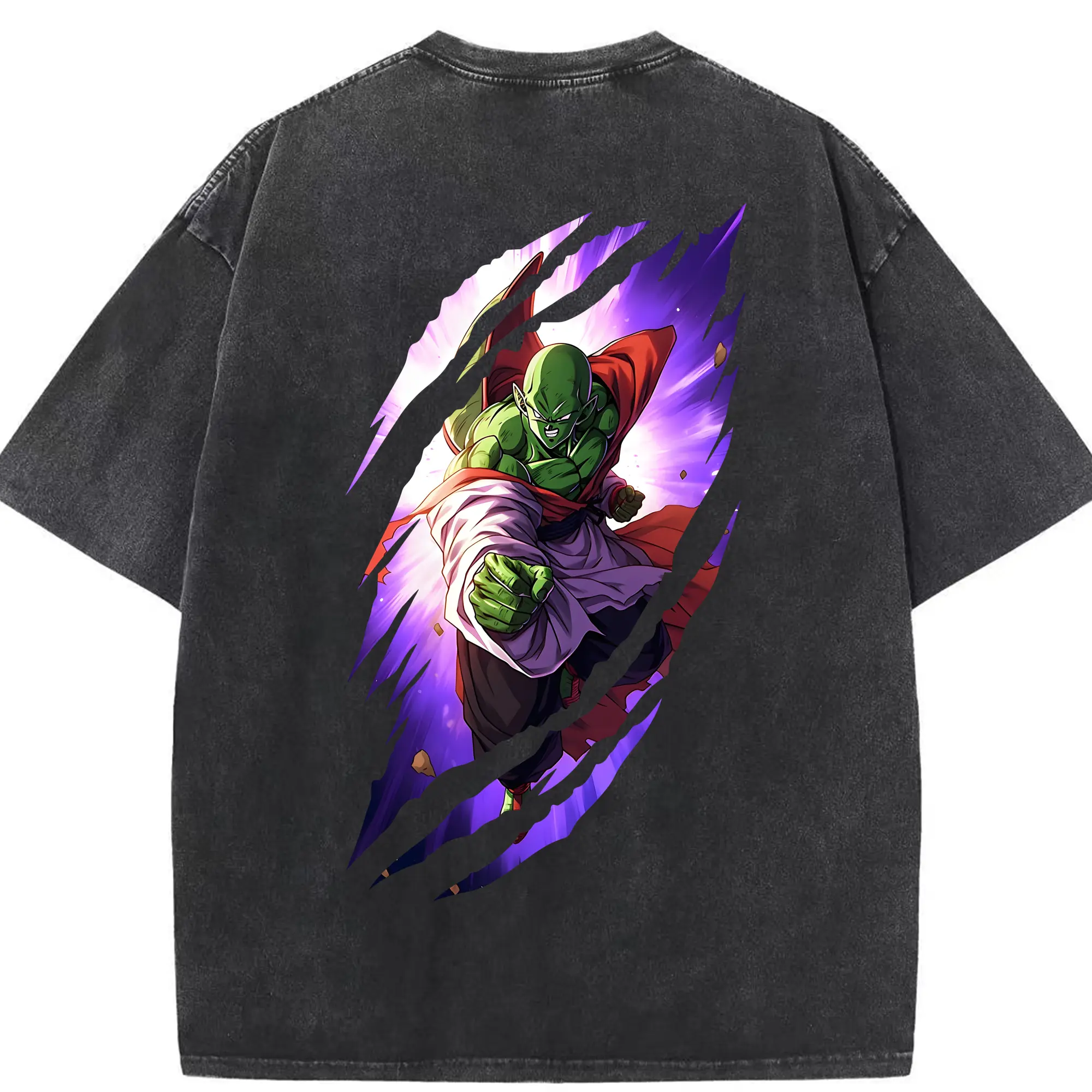 ドラゴンボール グッズ ピッコロ - 綿100％ ヴィンテージ風 半袖Tシャツ ・ 背面プリント ・ 柔らか肌触り ・ 通気性 快適 ・ スポーツ カジュアル 外出用