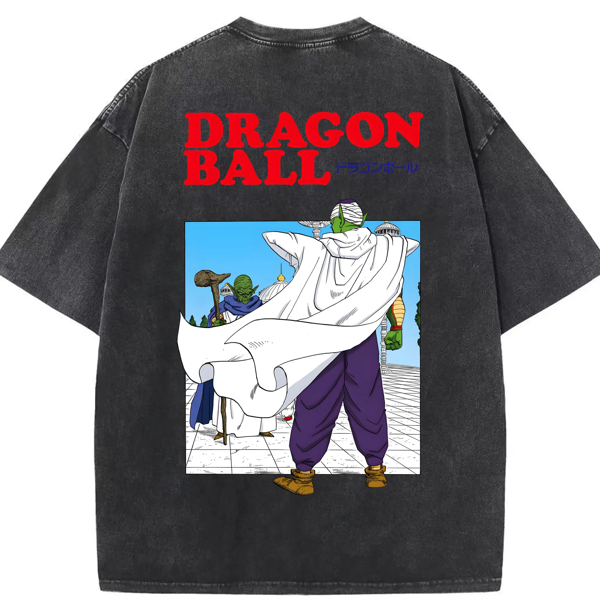 ドラゴンボール グッズ ピッコロ - 綿100％ ヴィンテージ風 半袖Tシャツ ・ 背面プリント ・ 柔らか肌触り ・ 通気性 快適 ・ スポーツ カジュアル 外出用