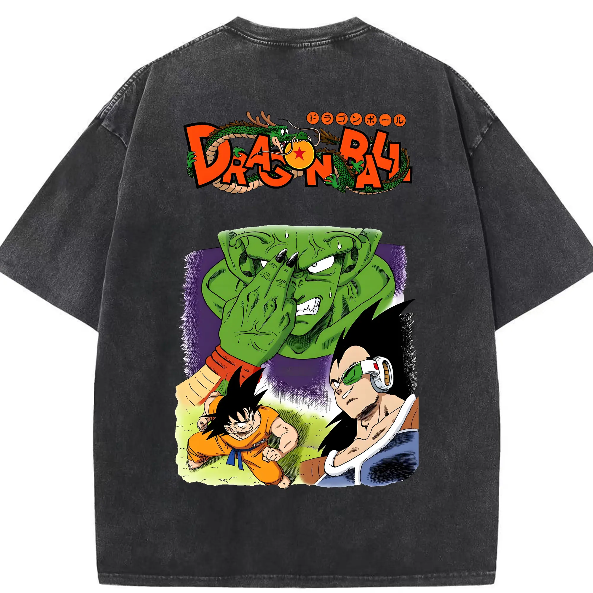ドラゴンボール グッズ ピッコロ - 綿100％ ヴィンテージ風 半袖Tシャツ ・ 背面プリント ・ 柔らか肌触り ・ 通気性 快適 ・ スポーツ カジュアル 外出用