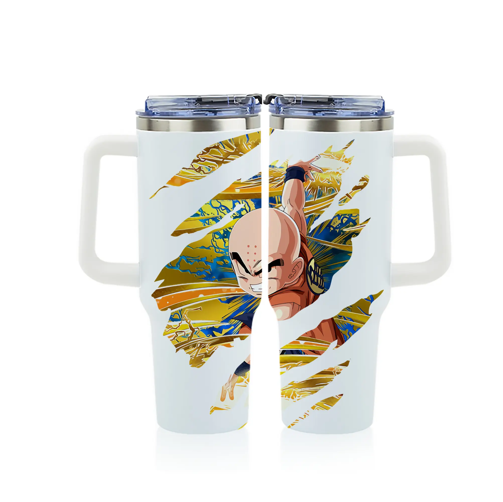 ドラゴンボール グッズクリリン - 1200mL フルプリント車用タンブラー ・ 304ステンレス 内側 ・ 201ステンレス 外側 ・ 保温 保冷 ・ 通勤 ドライブ アウトドア用