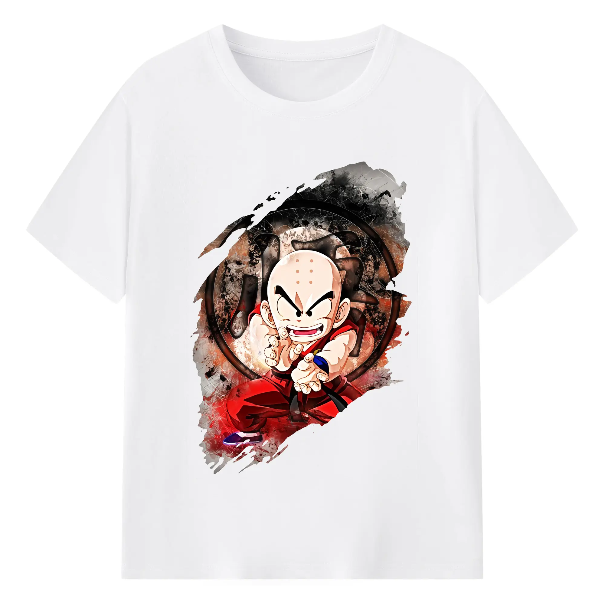 ドラゴンボール グッズクリリン - 綿100％ 半袖Tシャツ ・ フロントプリント ・ 快適 通気性 ・ 日常使い 散歩 スポーツ用