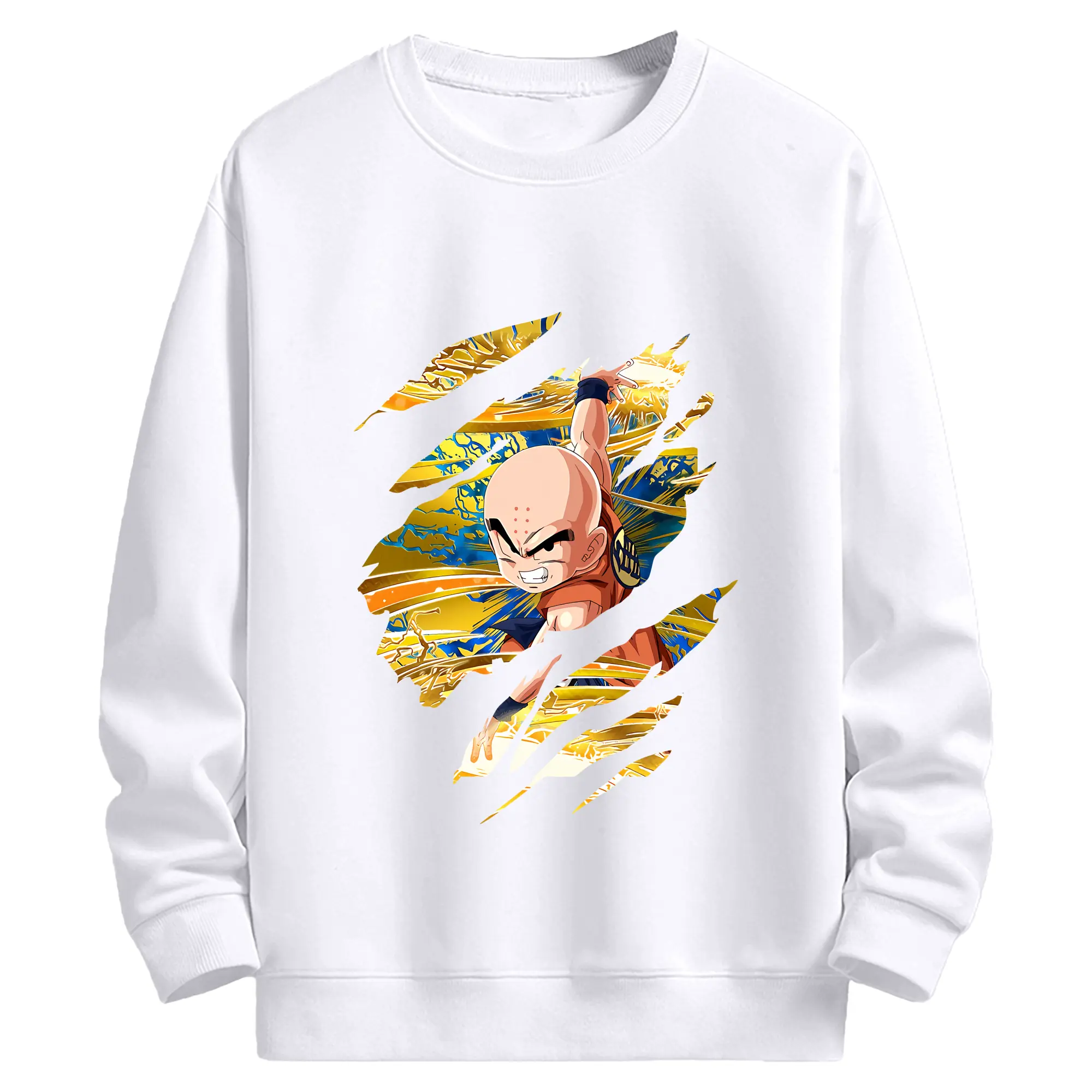 ドラゴンボール グッズクリリン - 高品質 クルーネック スウェット ・ コットン59％ ポリエステル41％ ・ ユニセックス 長袖 トレーナー ・ カジュアル デイリー スポーツ 散歩用