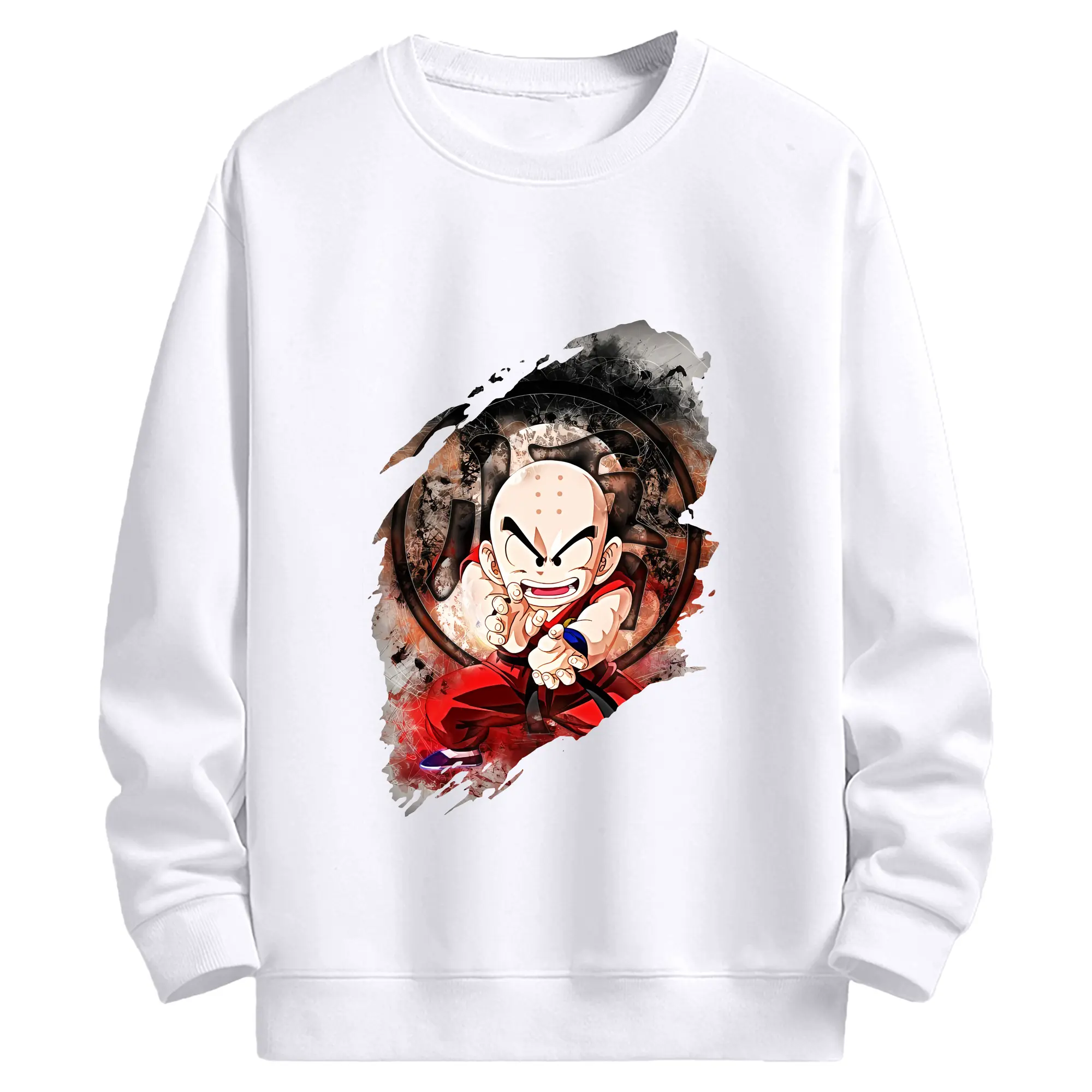 ドラゴンボール グッズクリリン - 高品質 クルーネック スウェット ・ コットン59％ ポリエステル41％ ・ ユニセックス 長袖 トレーナー ・ カジュアル デイリー スポーツ 散歩用