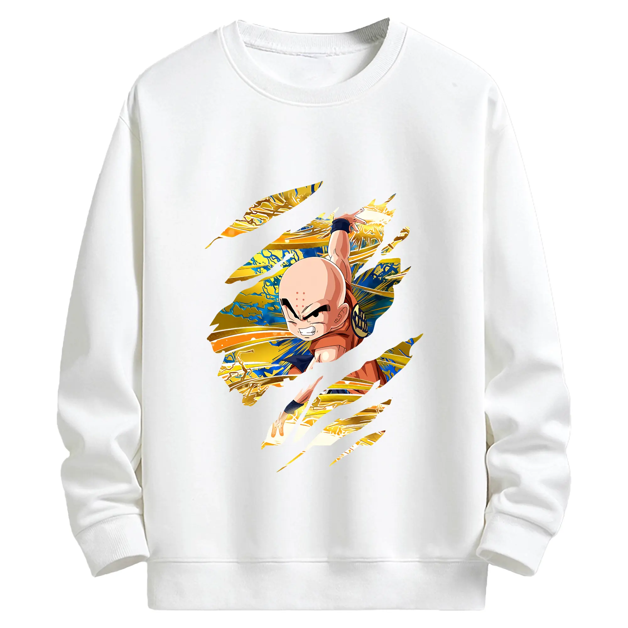 ドラゴンボール グッズクリリン - キッズ クルーネックスウェットシャツ ・ フロントプリント ・ 綿80％ ポリエステル20％ ・ 快適 通学 スポーツ 日常使い お散歩用