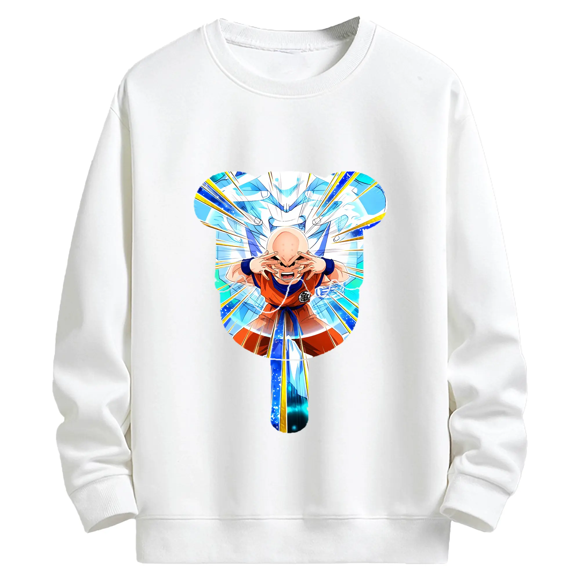 ドラゴンボール グッズクリリン - キッズ クルーネックスウェットシャツ ・ フロントプリント ・ 綿80％ ポリエステル20％ ・ 快適 通学 スポーツ 日常使い お散歩用