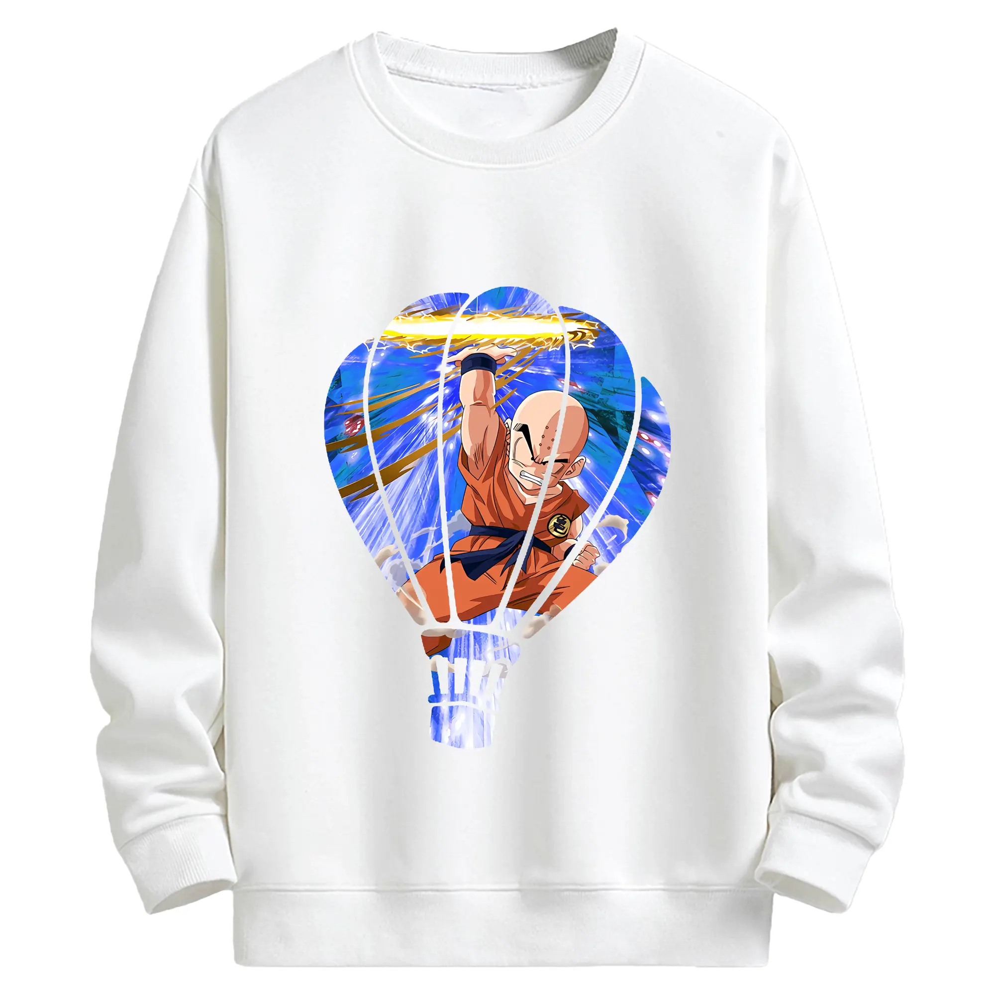 ドラゴンボール グッズクリリン - キッズ クルーネックスウェットシャツ ・ フロントプリント ・ 綿80％ ポリエステル20％ ・ 快適 通学 スポーツ 日常使い お散歩用