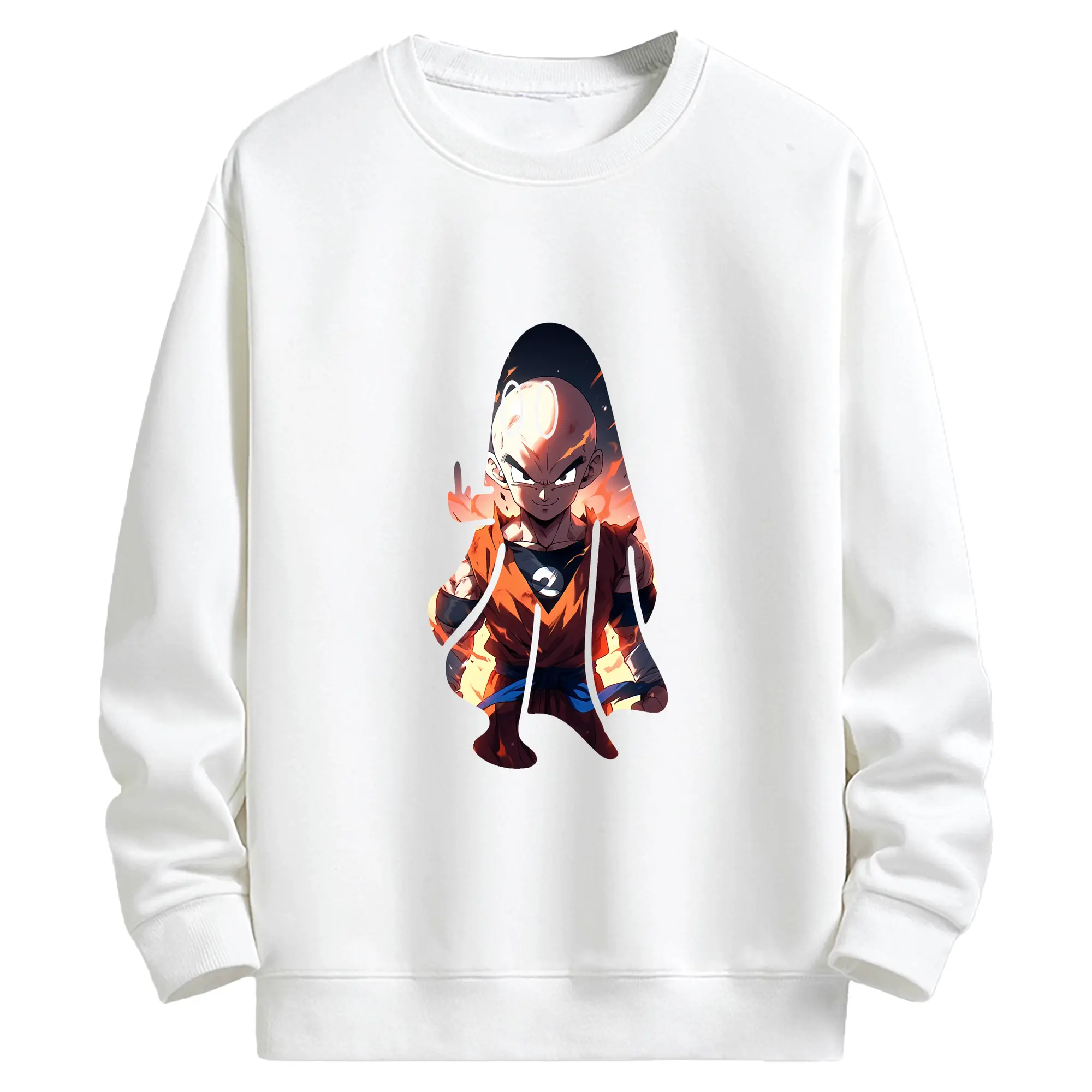 ドラゴンボール グッズクリリン - キッズ クルーネックスウェットシャツ ・ フロントプリント ・ 綿80％ ポリエステル20％ ・ 快適 通学 スポーツ 日常使い お散歩用