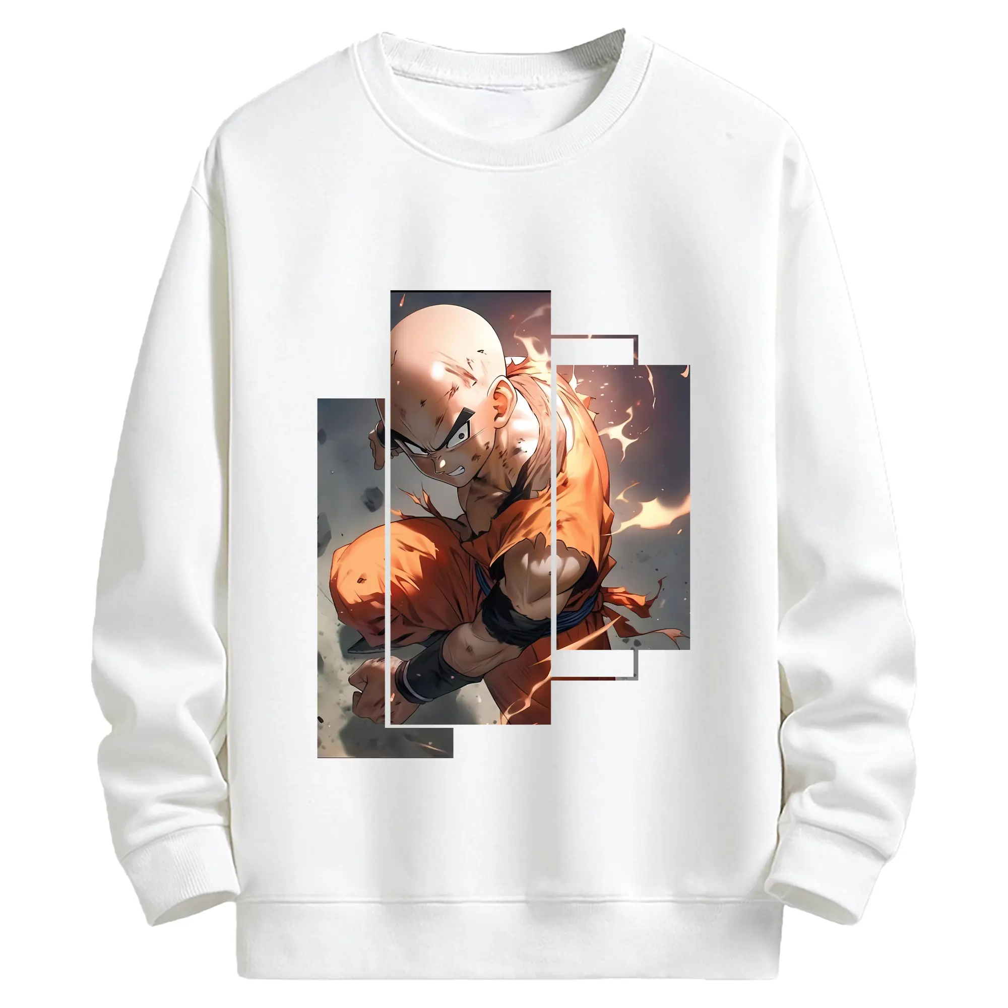 ドラゴンボール グッズクリリン - キッズ クルーネックスウェットシャツ ・ フロントプリント ・ 綿80％ ポリエステル20％ ・ 快適 通学 スポーツ 日常使い お散歩用