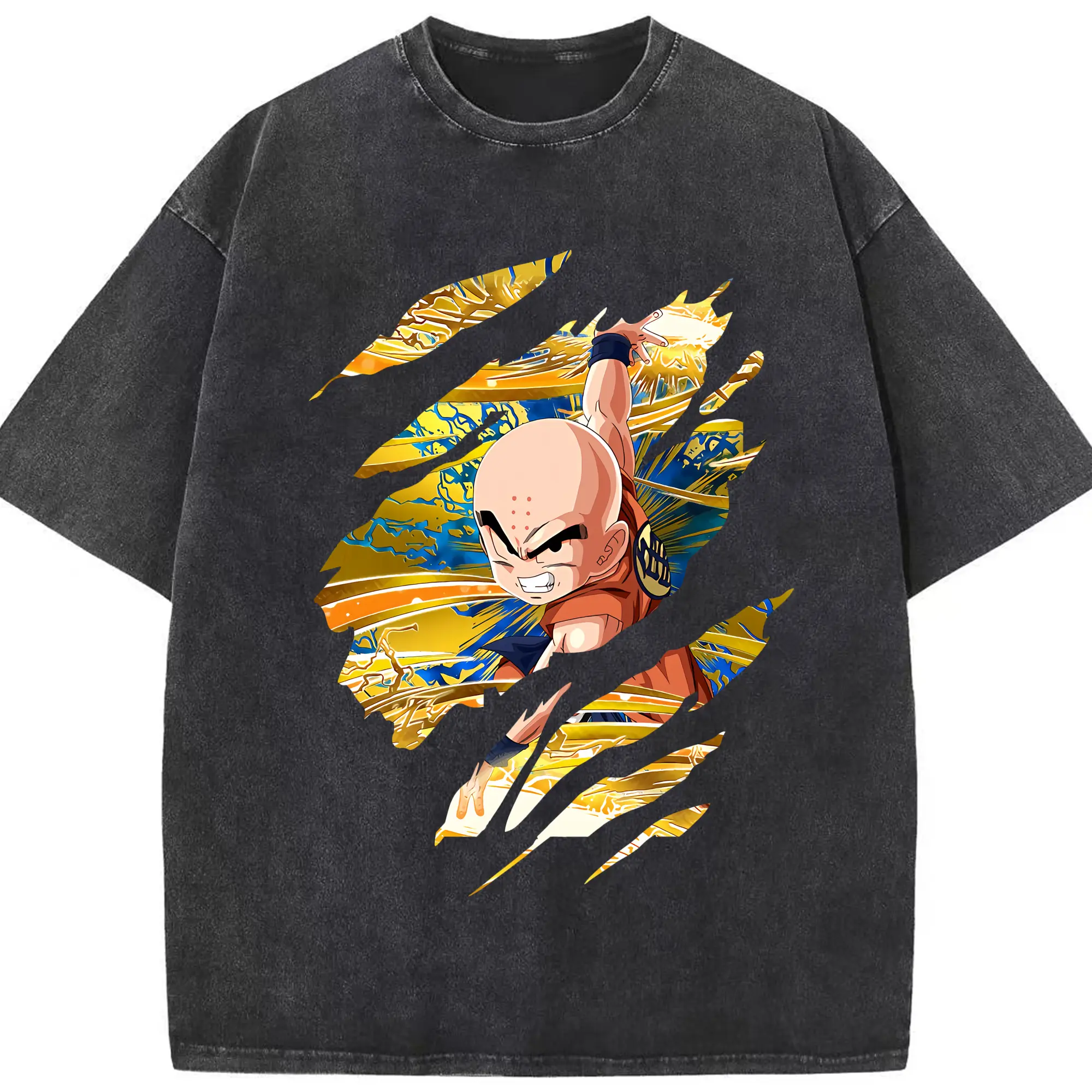 ドラゴンボール グッズクリリン - 綿100％ ヴィンテージ風 半袖Tシャツ ・ フロントプリント ・ 柔らか肌触り ・ 通気性 快適 ・ スポーツ カジュアル 外出用