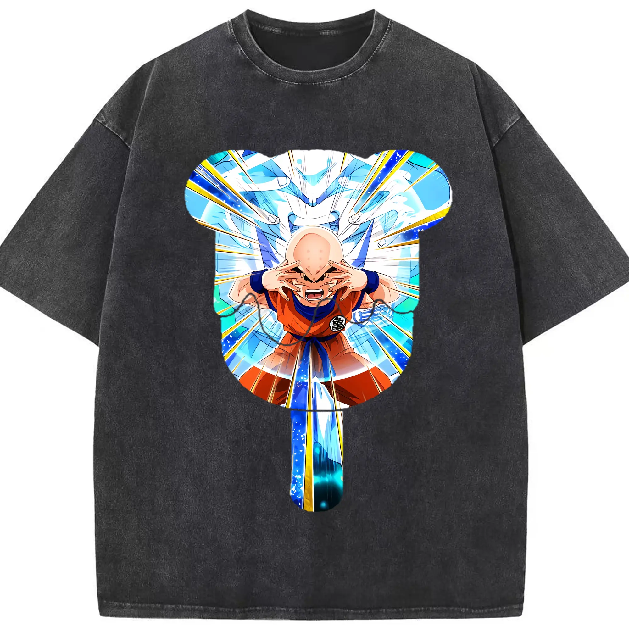 ドラゴンボール グッズクリリン - 綿100％ ヴィンテージ風 半袖Tシャツ ・ フロントプリント ・ 柔らか肌触り ・ 通気性 快適 ・ スポーツ カジュアル 外出用