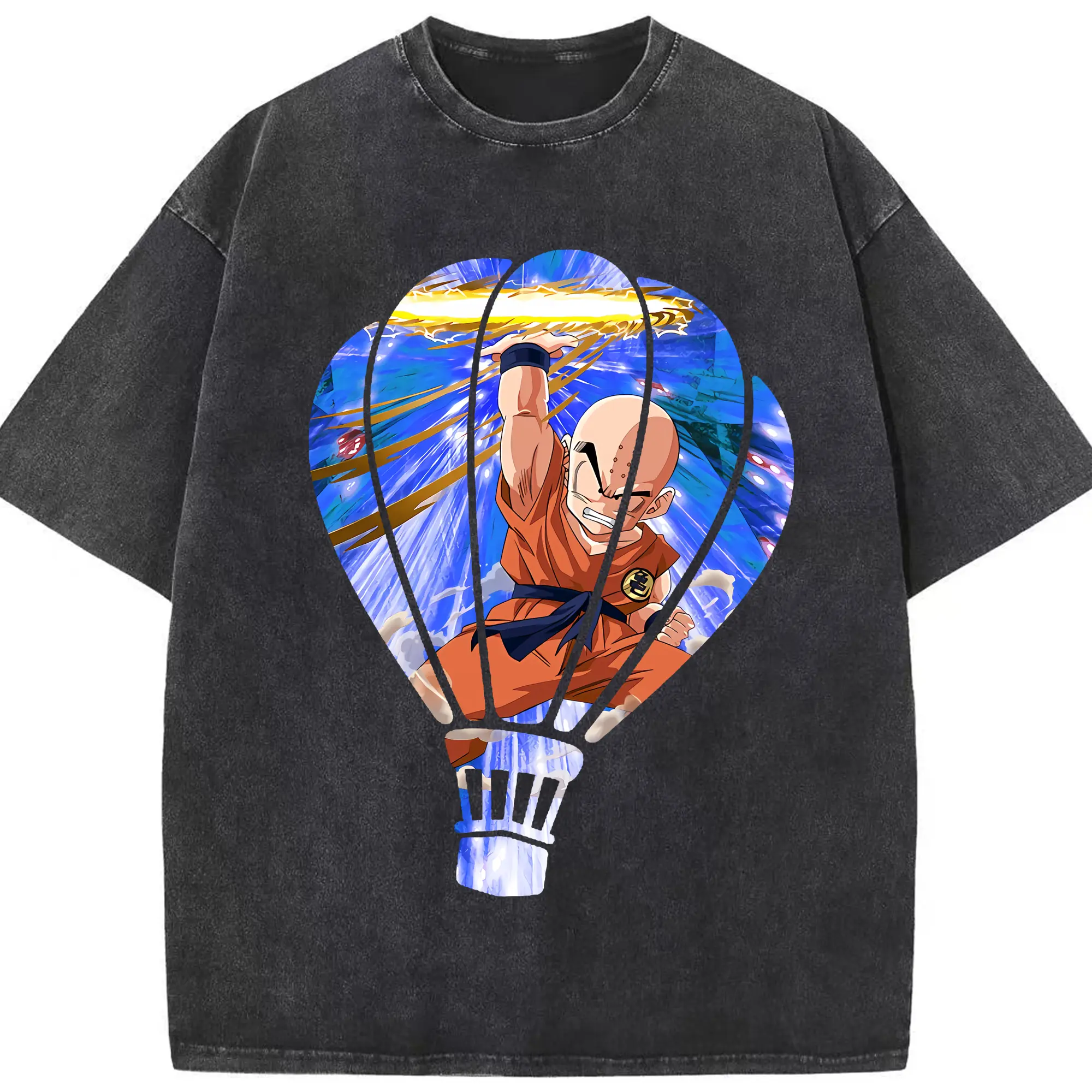 ドラゴンボール グッズクリリン - 綿100％ ヴィンテージ風 半袖Tシャツ ・ フロントプリント ・ 柔らか肌触り ・ 通気性 快適 ・ スポーツ カジュアル 外出用