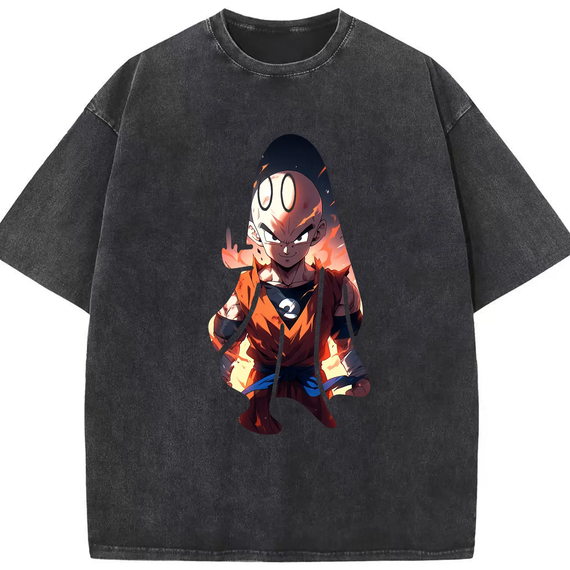 ドラゴンボール グッズクリリン - 綿100％ ヴィンテージ風 半袖Tシャツ ・ フロントプリント ・ 柔らか肌触り ・ 通気性 快適 ・ スポーツ カジュアル 外出用