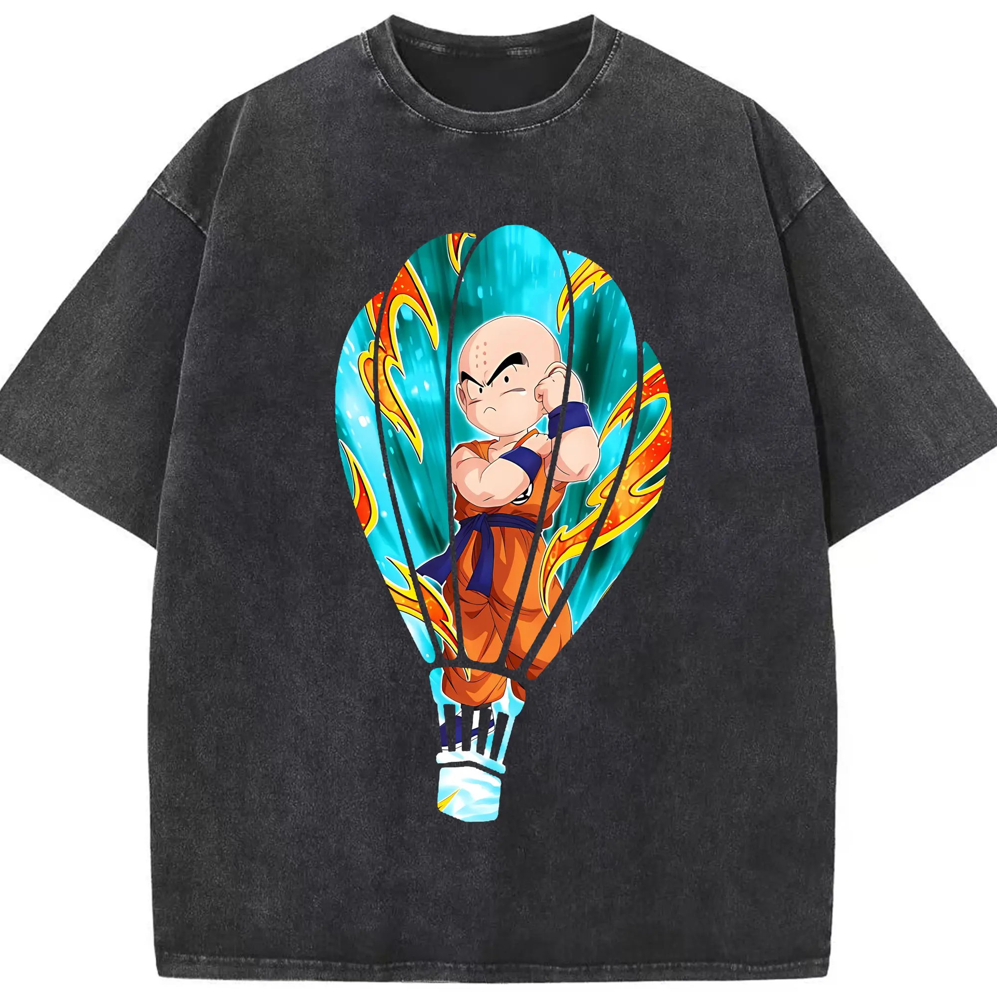 ドラゴンボール グッズクリリン - 綿100％ ヴィンテージ風 半袖Tシャツ ・ フロントプリント ・ 柔らか肌触り ・ 通気性 快適 ・ スポーツ カジュアル 外出用