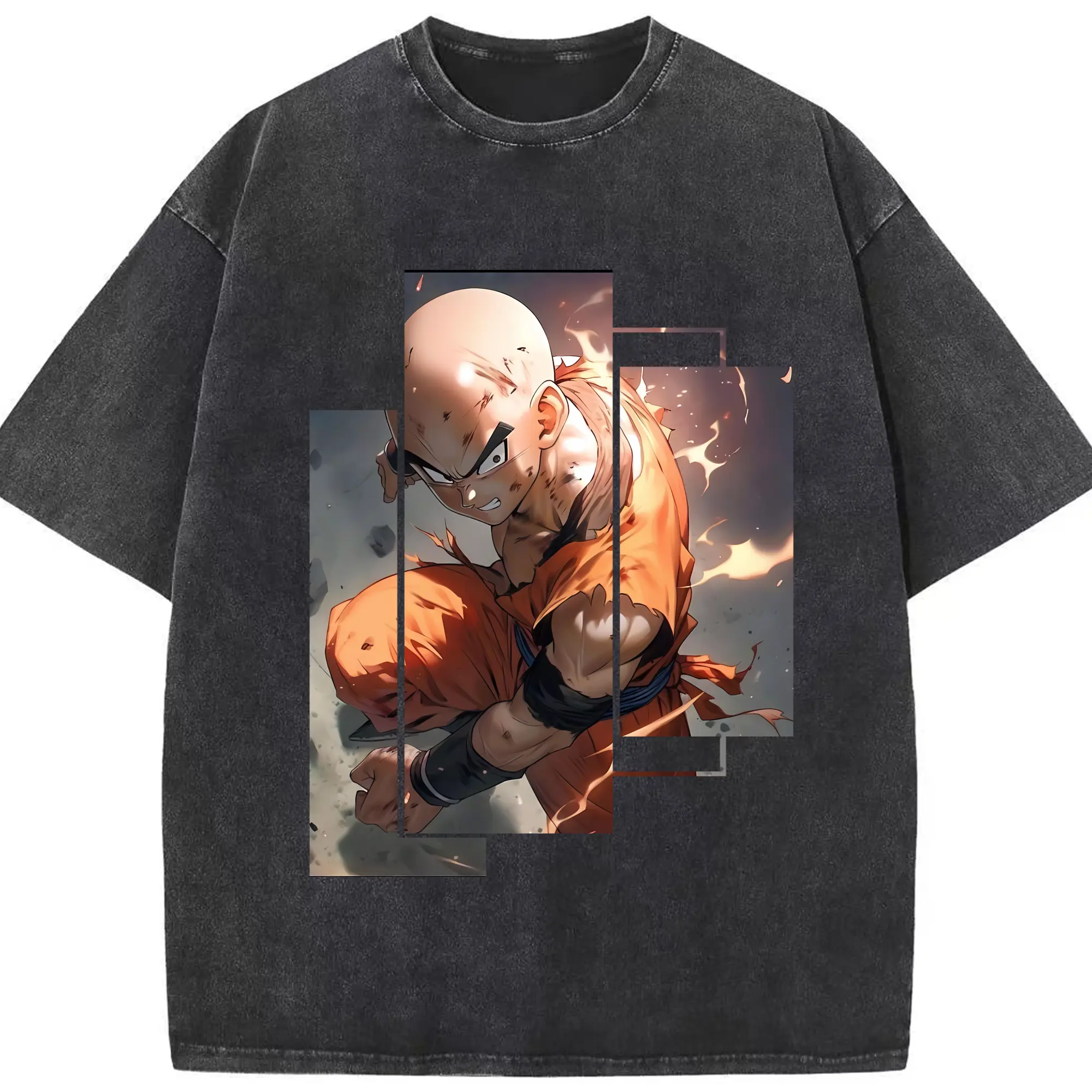 ドラゴンボール グッズクリリン - 綿100％ ヴィンテージ風 半袖Tシャツ ・ フロントプリント ・ 柔らか肌触り ・ 通気性 快適 ・ スポーツ カジュアル 外出用