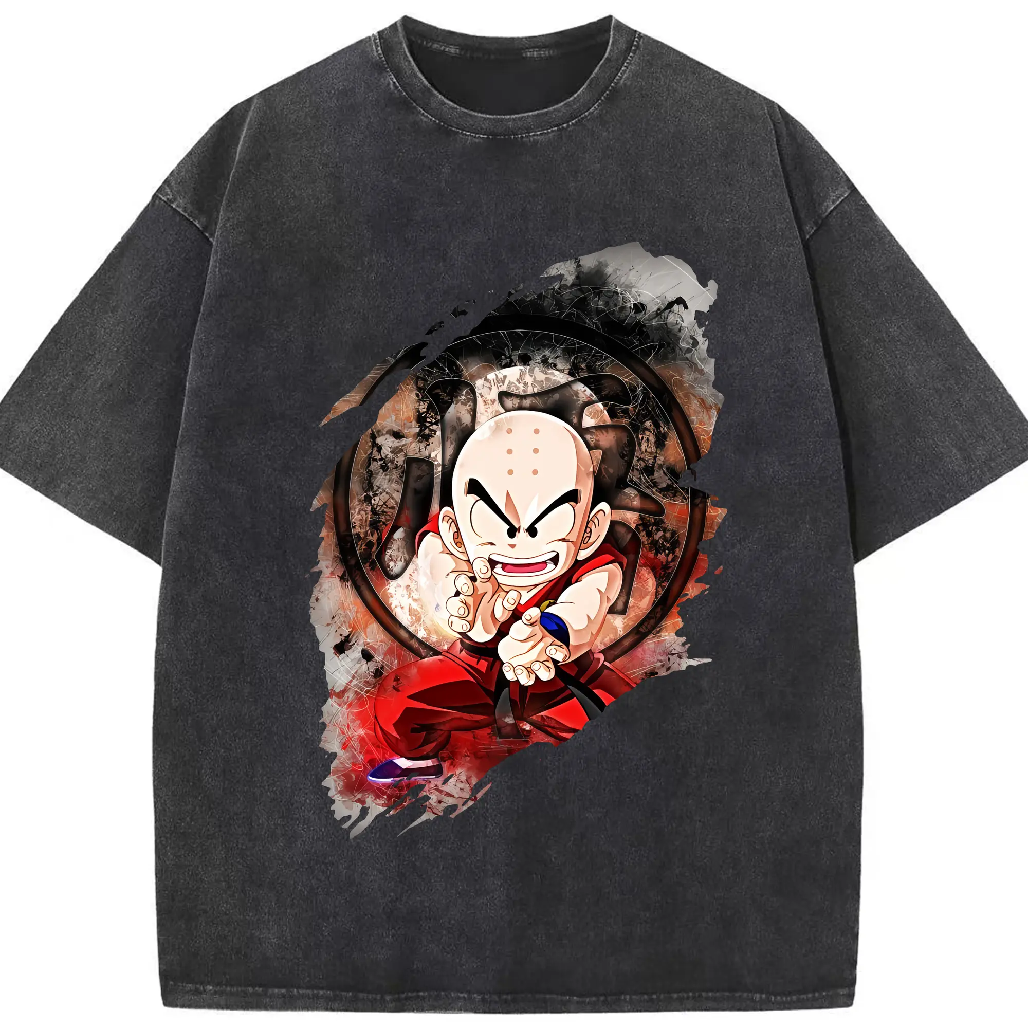 ドラゴンボール グッズクリリン - 綿100％ ヴィンテージ風 半袖Tシャツ ・ フロントプリント ・ 柔らか肌触り ・ 通気性 快適 ・ スポーツ カジュアル 外出用