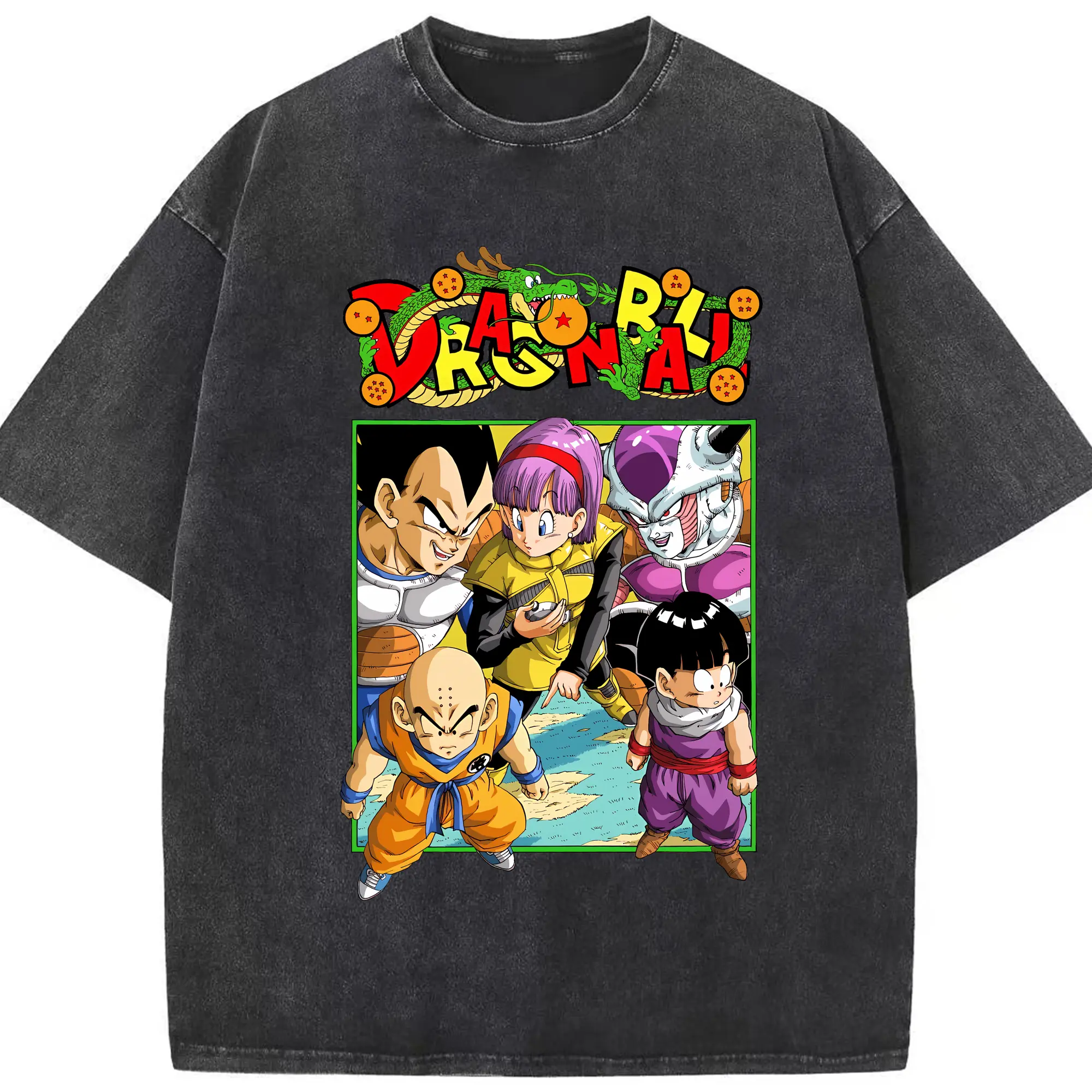 ドラゴンボール グッズクリリン - 綿100％ ヴィンテージ風 半袖Tシャツ ・ フロントプリント ・ 柔らか肌触り ・ 通気性 快適 ・ スポーツ カジュアル 外出用