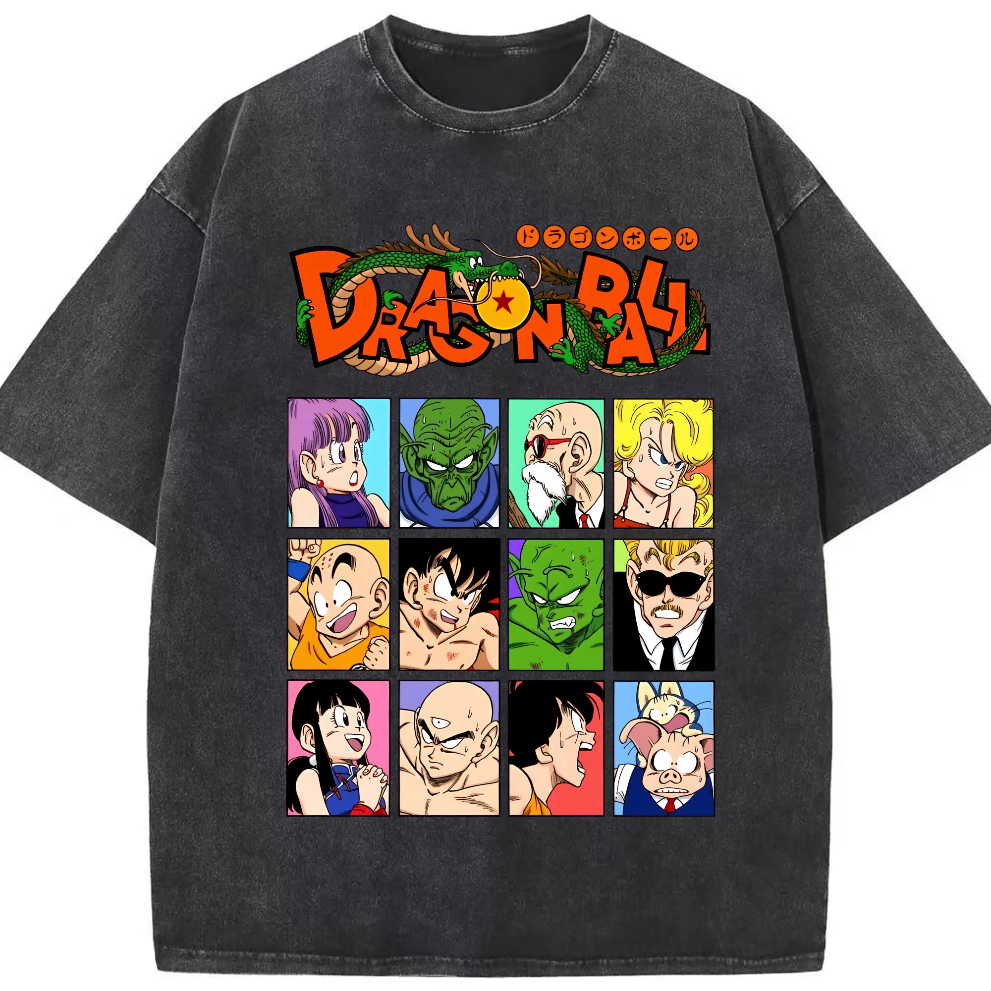 ドラゴンボール グッズクリリン - 綿100％ ヴィンテージ風 半袖Tシャツ ・ フロントプリント ・ 柔らか肌触り ・ 通気性 快適 ・ スポーツ カジュアル 外出用