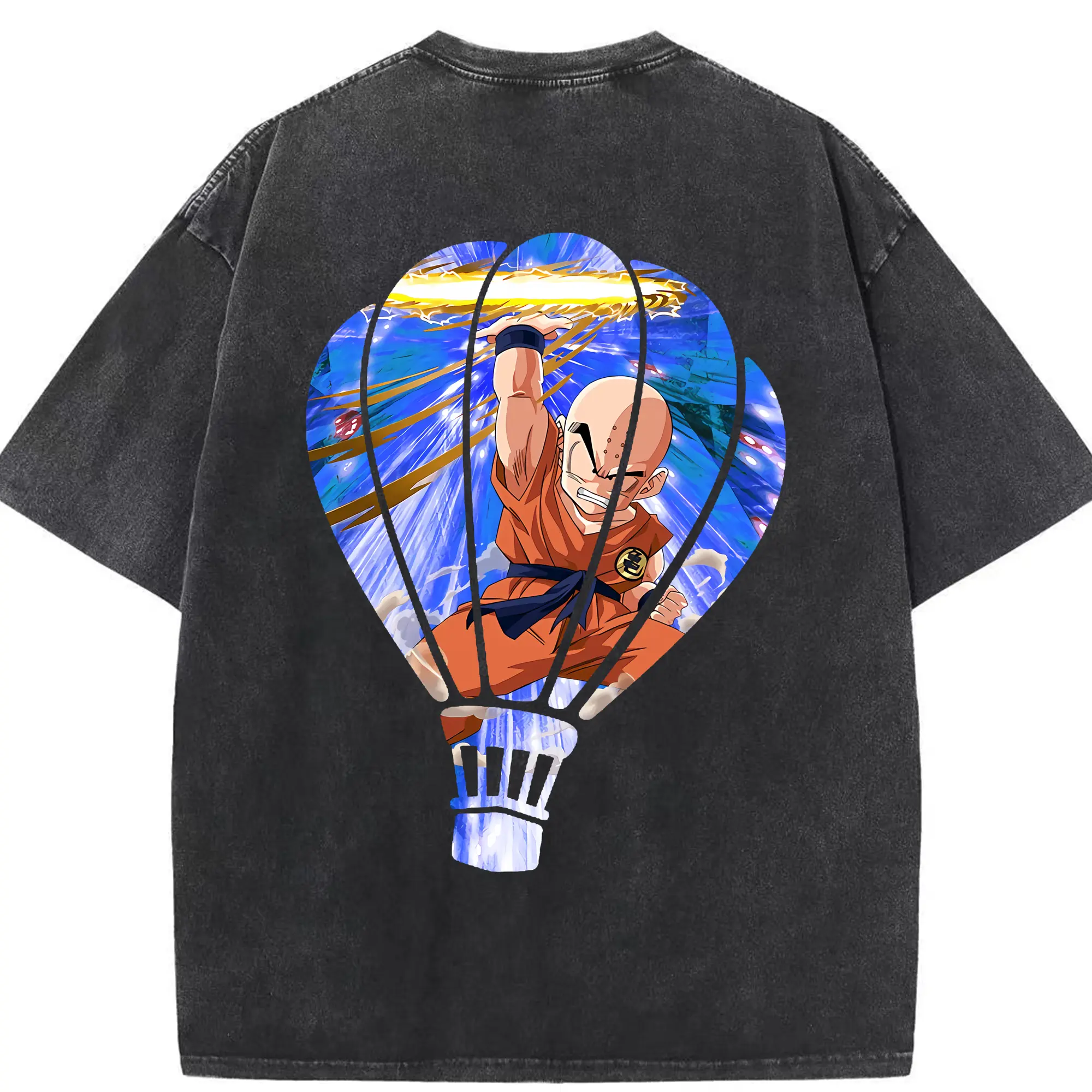 ドラゴンボール グッズクリリン - 綿100％ ヴィンテージ風 半袖Tシャツ ・ 背面プリント ・ 柔らか肌触り ・ 通気性 快適 ・ スポーツ カジュアル 外出用