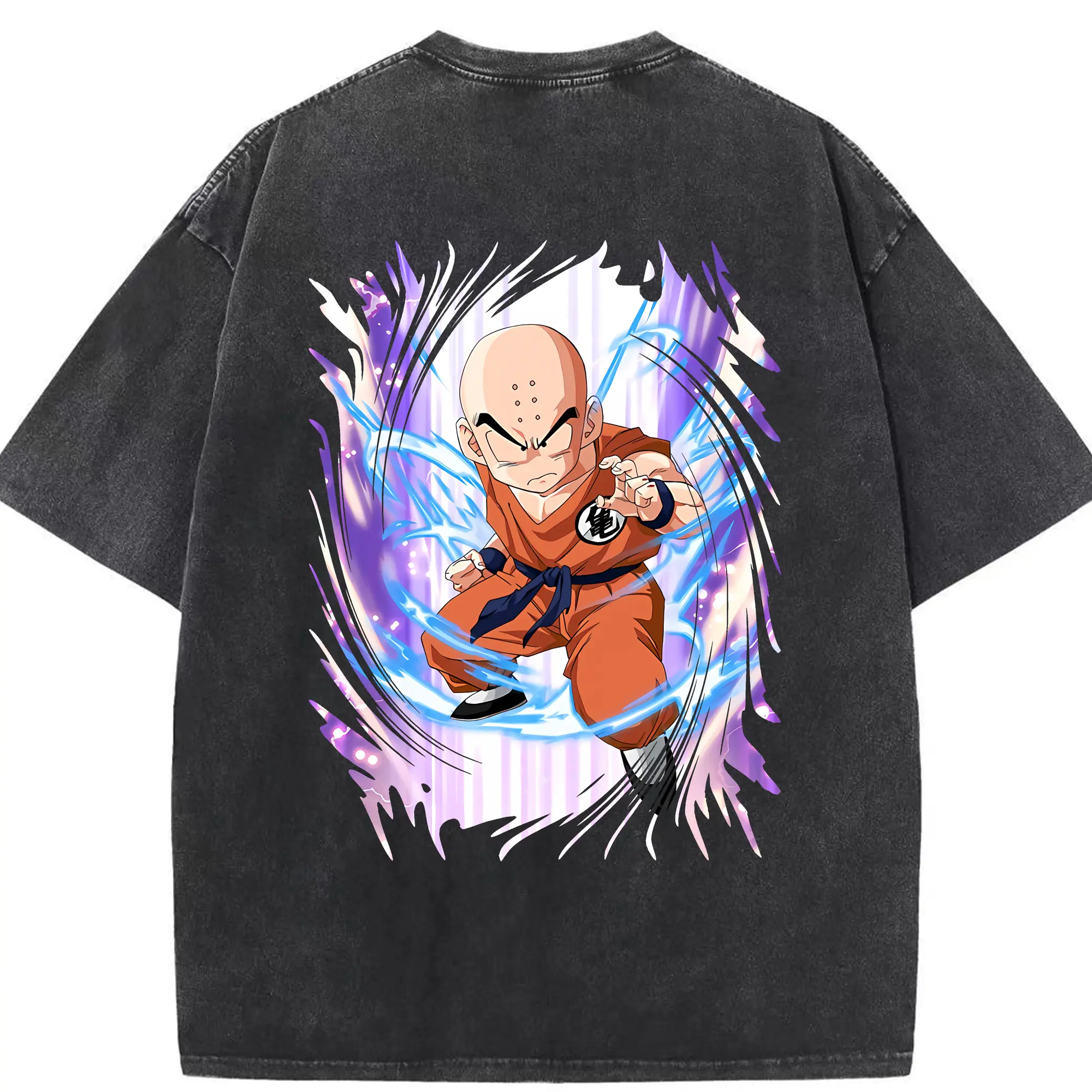 ドラゴンボール グッズクリリン - 綿100％ ヴィンテージ風 半袖Tシャツ ・ 背面プリント ・ 柔らか肌触り ・ 通気性 快適 ・ スポーツ カジュアル 外出用