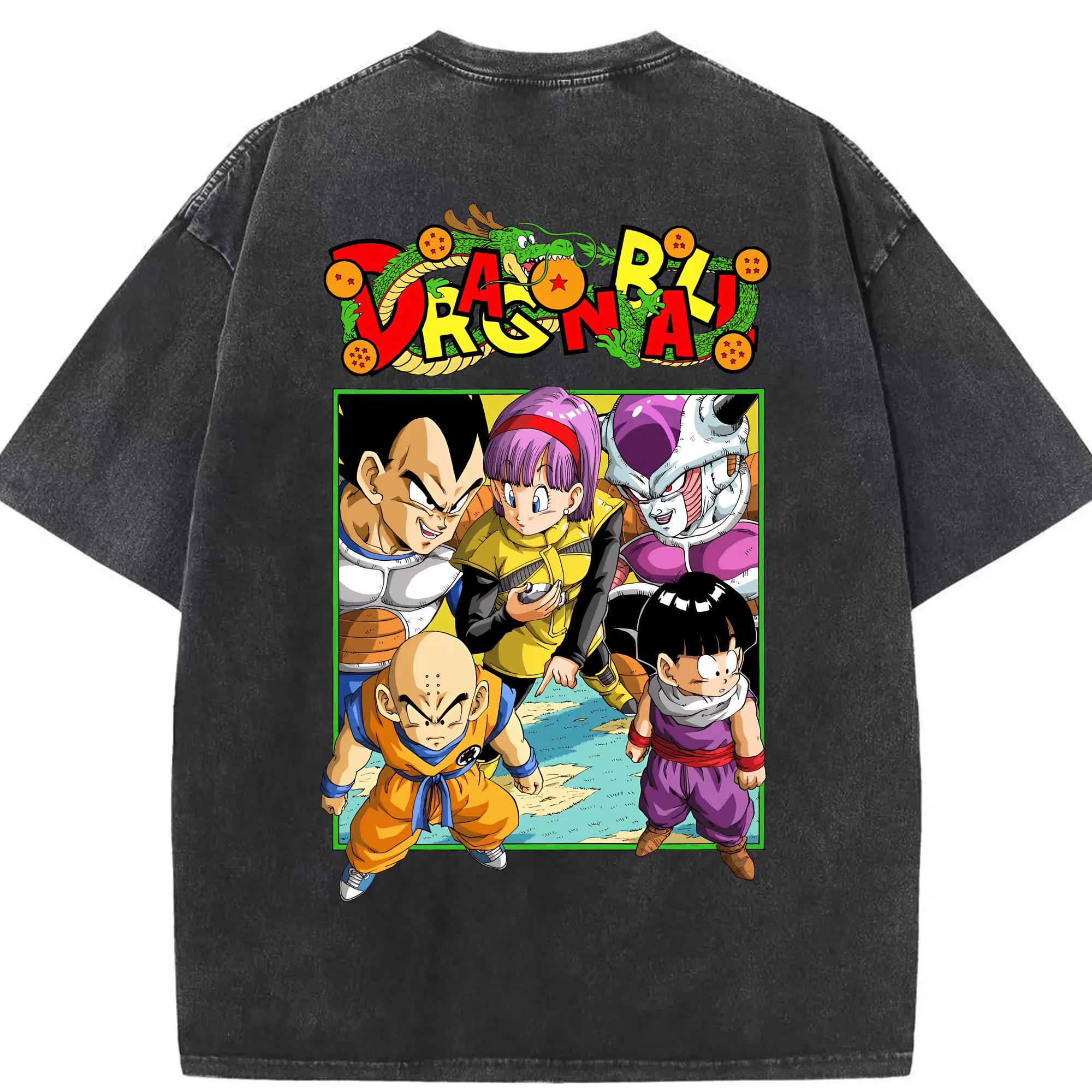 ドラゴンボール グッズクリリン - 綿100％ ヴィンテージ風 半袖Tシャツ ・ 背面プリント ・ 柔らか肌触り ・ 通気性 快適 ・ スポーツ カジュアル 外出用