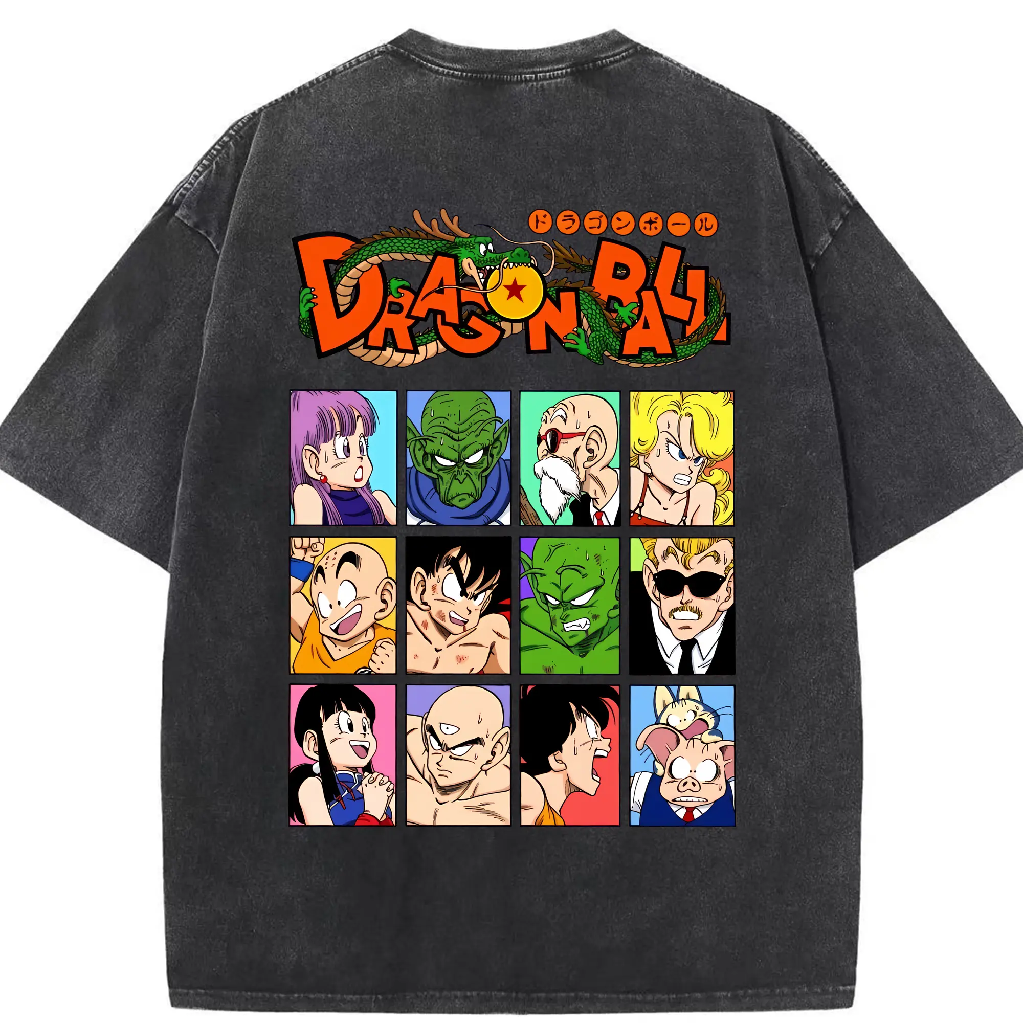 ドラゴンボール グッズクリリン - 綿100％ ヴィンテージ風 半袖Tシャツ ・ 背面プリント ・ 柔らか肌触り ・ 通気性 快適 ・ スポーツ カジュアル 外出用