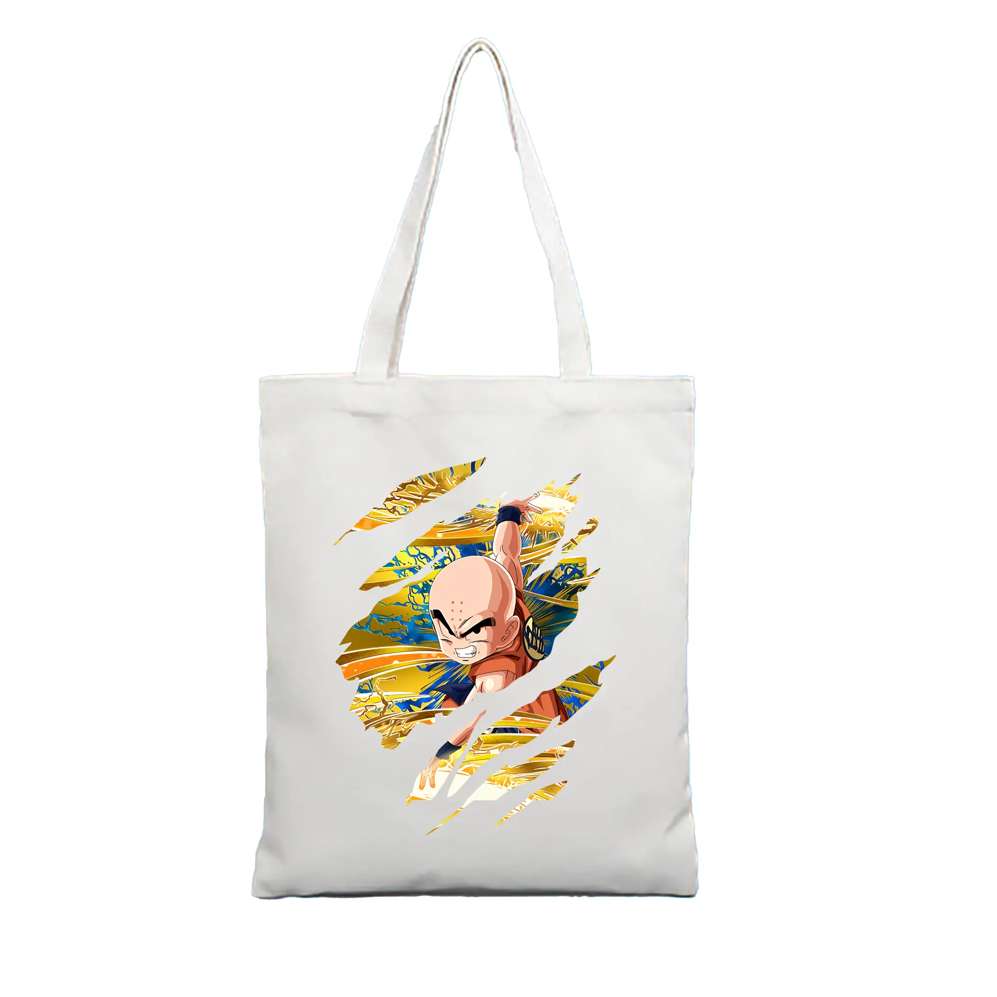 ドラゴンボール グッズクリリン - 縦型キャンバス手提げバッグ（トートバッグ） ・ キャンバス素材 ・ ショッピング用 ・ 軽量 丈夫 お手入れ簡単
