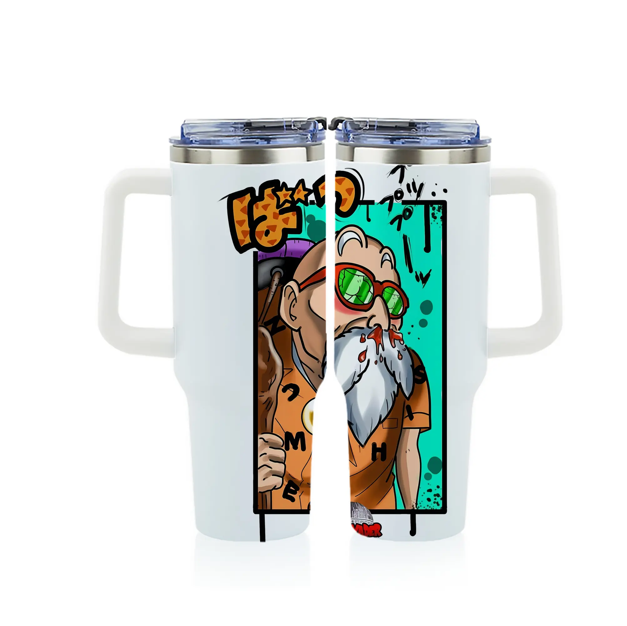 ドラゴンボール グッズ 亀仙人 - 1200mL フルプリント車用タンブラー ・ 304ステンレス 内側 ・ 201ステンレス 外側 ・ 保温 保冷 ・ 通勤 ドライブ アウトドア用