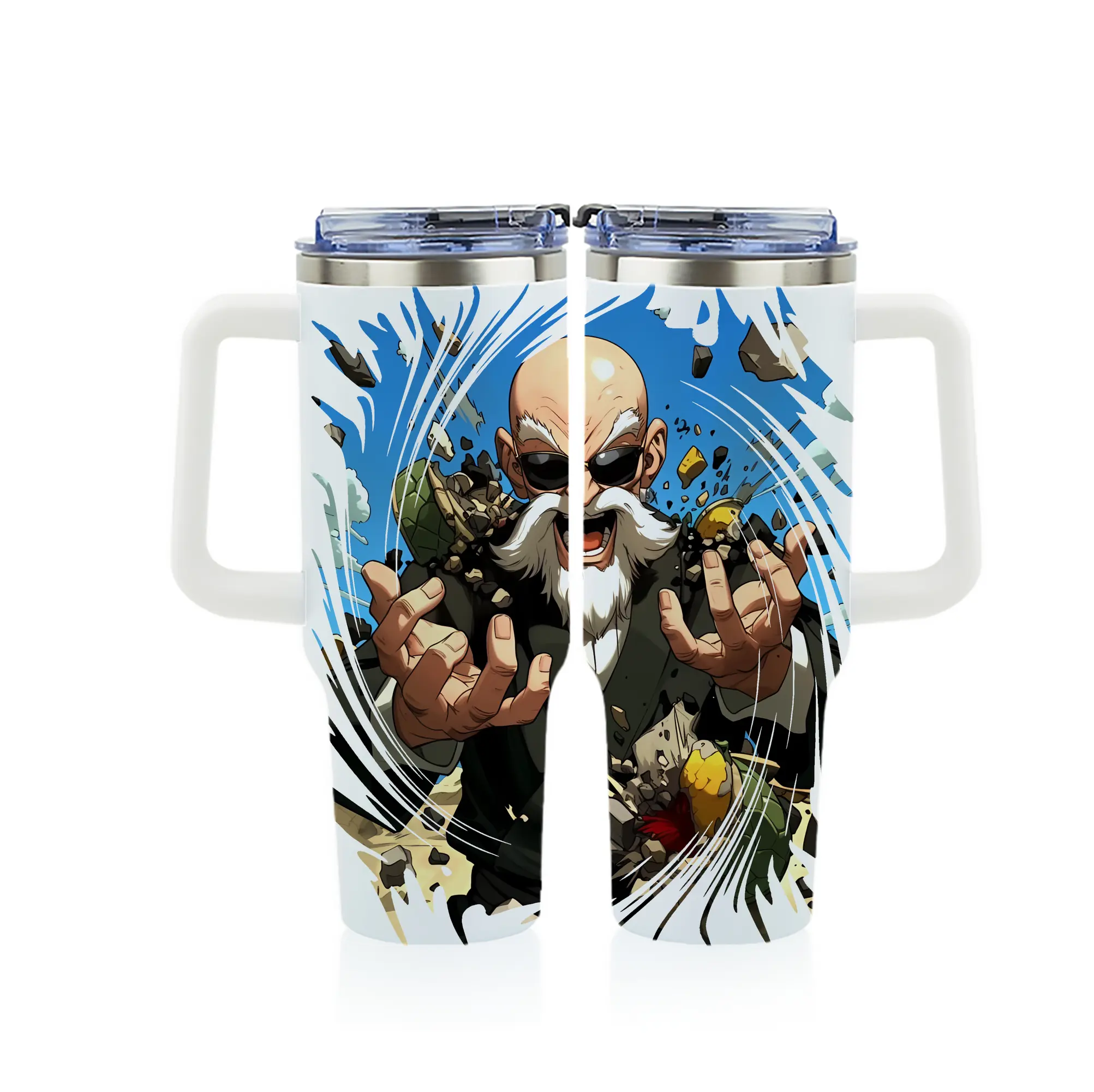 ドラゴンボール グッズ 亀仙人 - 1200mL フルプリント車用タンブラー ・ 304ステンレス 内側 ・ 201ステンレス 外側 ・ 保温 保冷 ・ 通勤 ドライブ アウトドア用