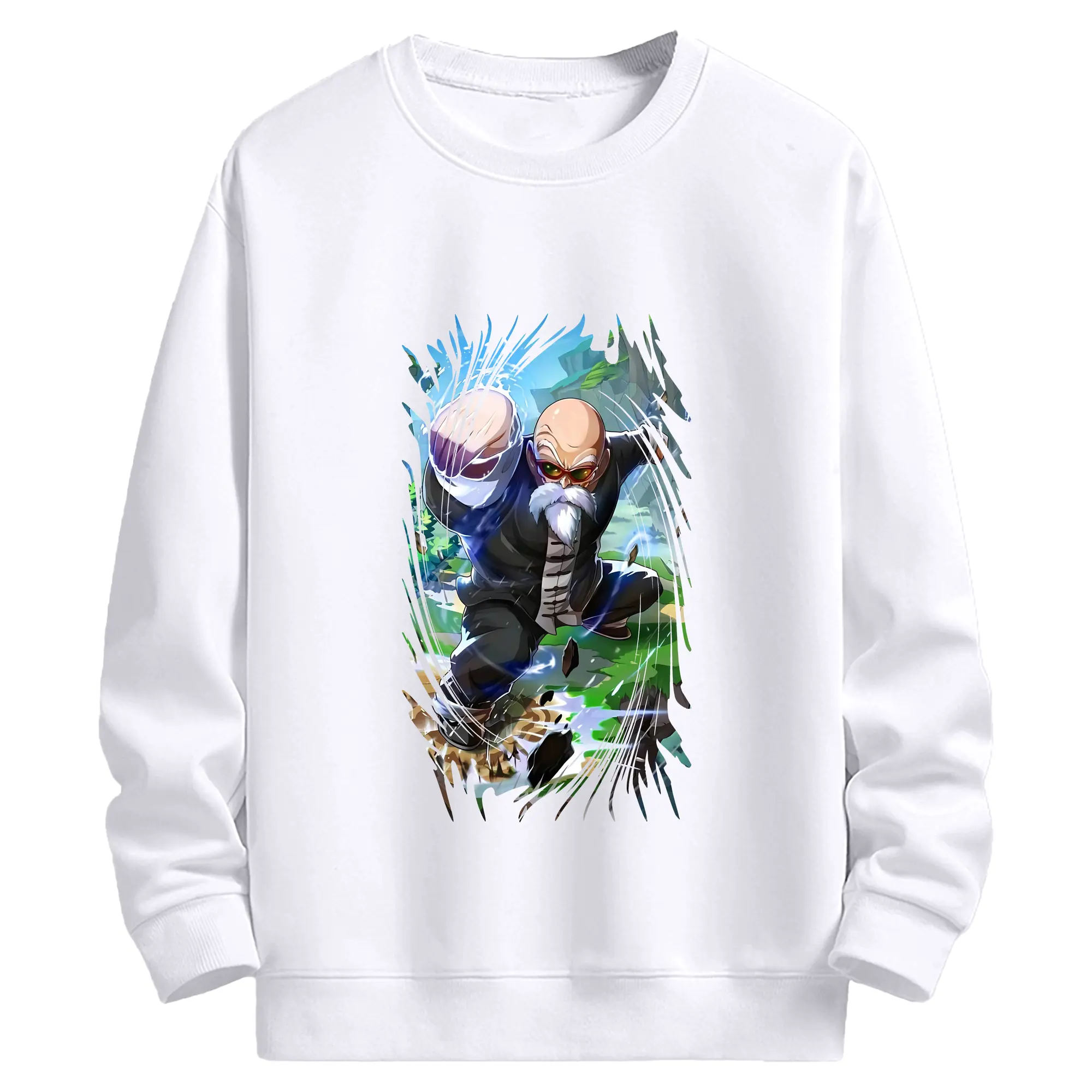 ドラゴンボール グッズ 亀仙人 - 高品質 クルーネック スウェット ・ コットン59％ ポリエステル41％ ・ ユニセックス 長袖 トレーナー ・ カジュアル デイリー スポーツ 散歩用