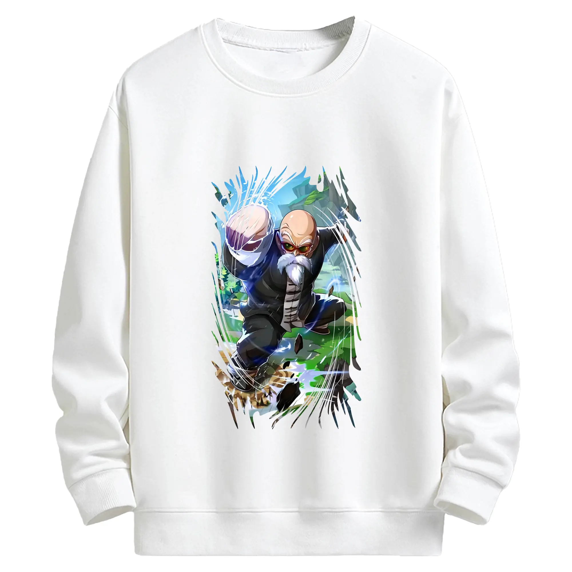 ドラゴンボール グッズ 亀仙人 - キッズ クルーネックスウェットシャツ ・ フロントプリント ・ 綿80％ ポリエステル20％ ・ 快適 通学 スポーツ 日常使い お散歩用