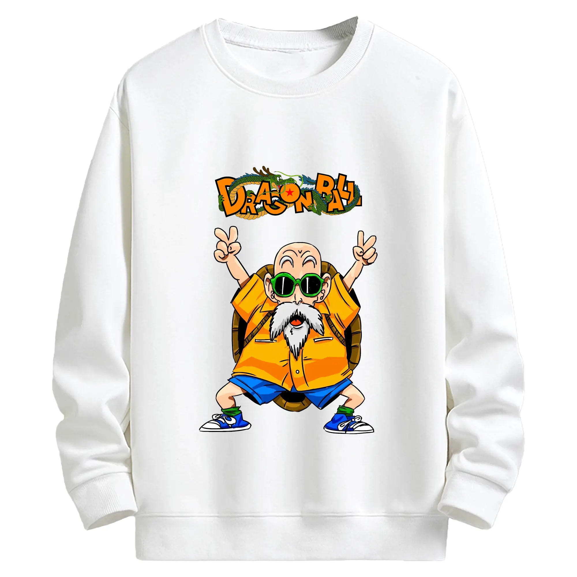 ドラゴンボール グッズ 亀仙人 - キッズ クルーネックスウェットシャツ ・ フロントプリント ・ 綿80％ ポリエステル20％ ・ 快適 通学 スポーツ 日常使い お散歩用