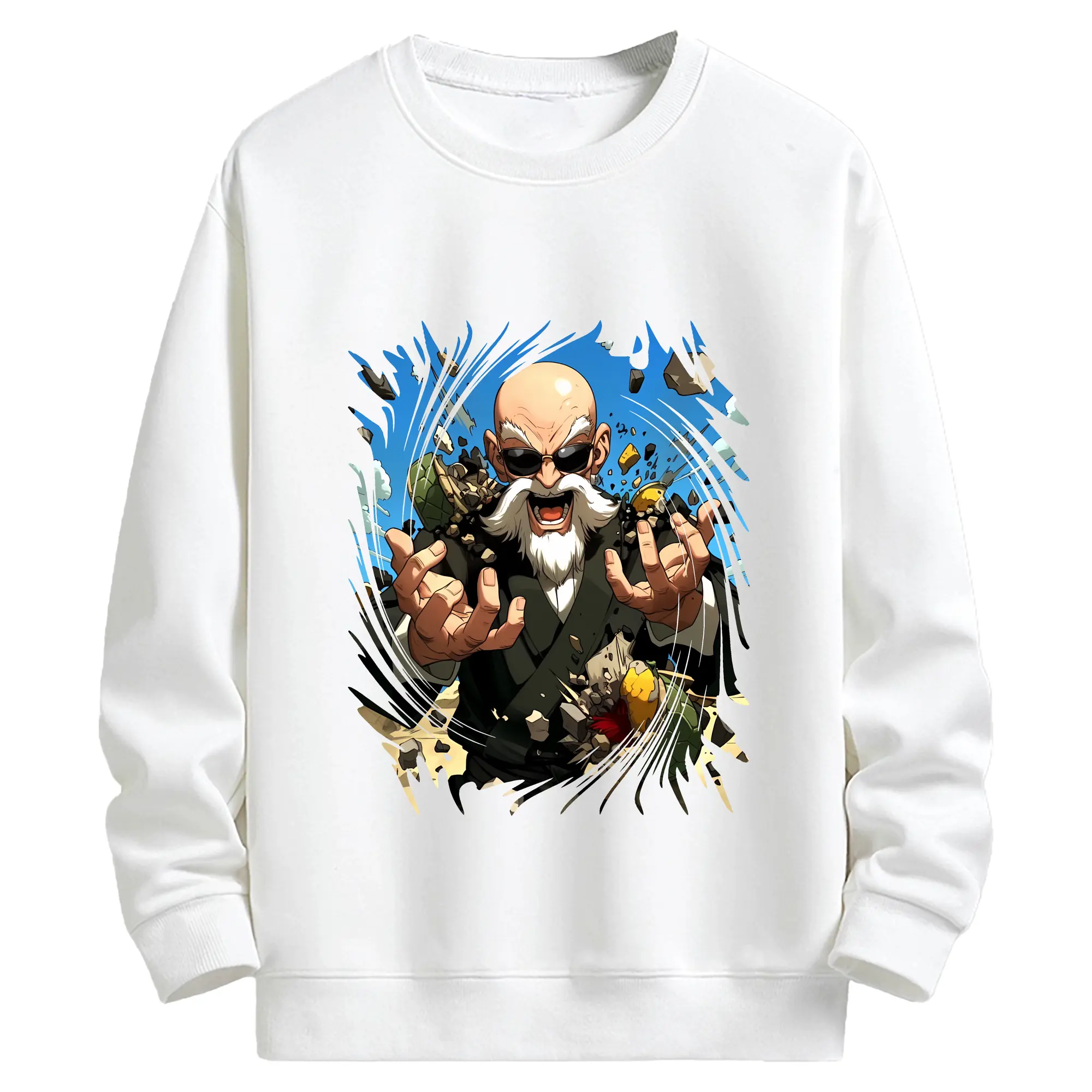 ドラゴンボール グッズ 亀仙人 - キッズ クルーネックスウェットシャツ ・ フロントプリント ・ 綿80％ ポリエステル20％ ・ 快適 通学 スポーツ 日常使い お散歩用