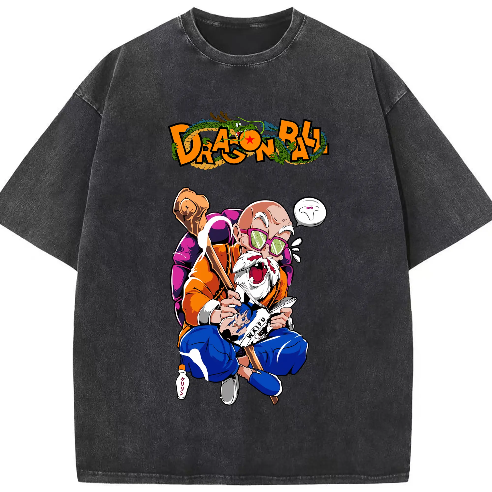 ドラゴンボール グッズ 亀仙人 - 綿100％ ヴィンテージ風 半袖Tシャツ ・ フロントプリント ・ 柔らか肌触り ・ 通気性 快適 ・ スポーツ カジュアル 外出用
