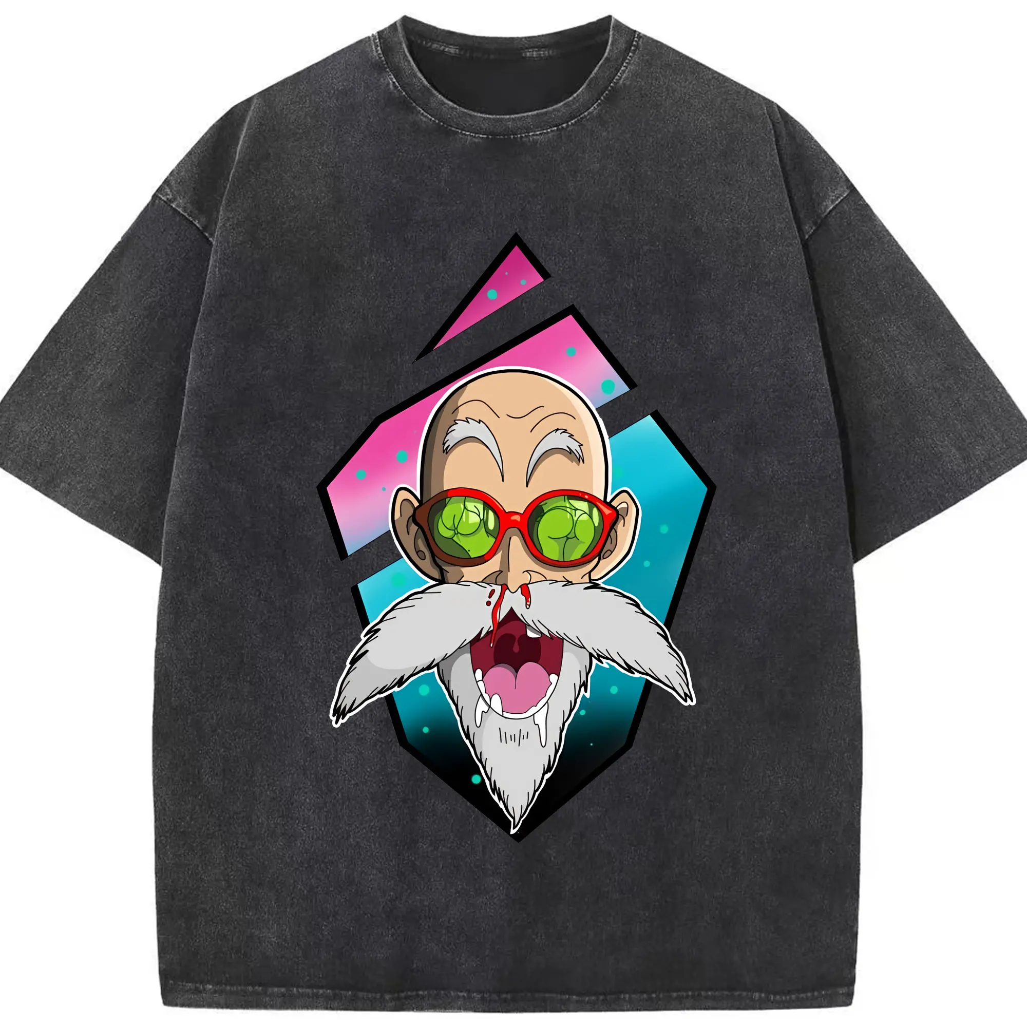 ドラゴンボール グッズ 亀仙人 - 綿100％ ヴィンテージ風 半袖Tシャツ ・ フロントプリント ・ 柔らか肌触り ・ 通気性 快適 ・ スポーツ カジュアル 外出用